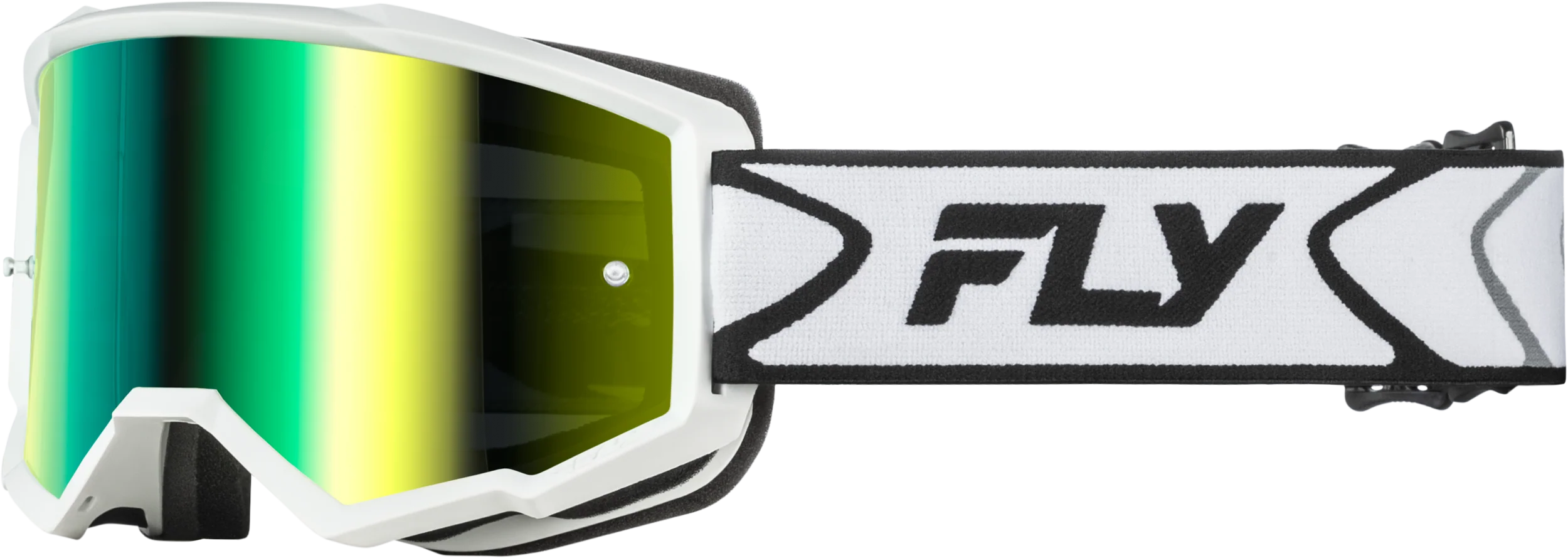 Youth Zone Goggle White/Black W/ Iridescent Grn Mirror Lens