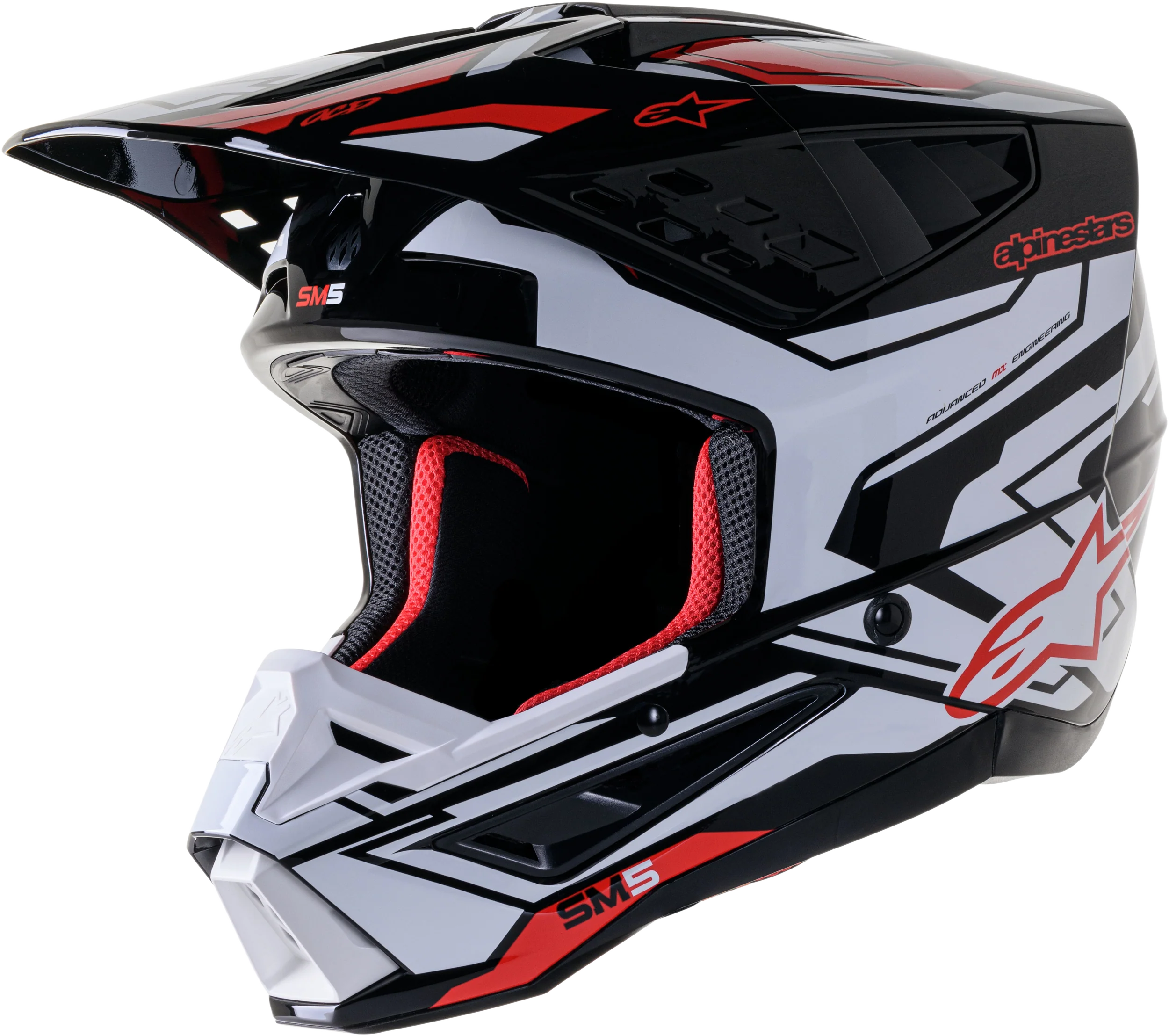 S-M5 Action 2 Helmet Blk/Wht/Brt Rd Glossy Sm