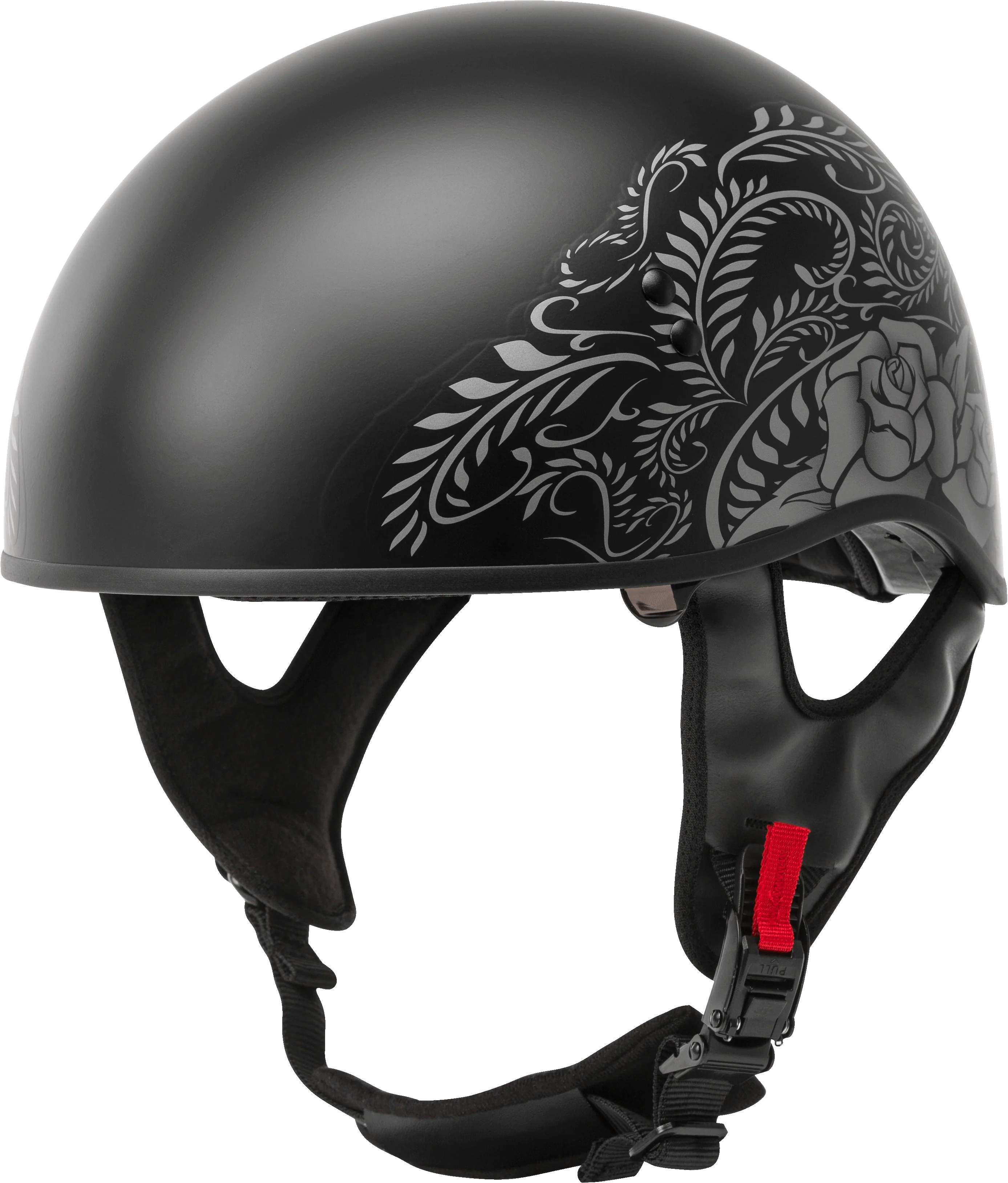 Hh-65 Half Helmet Rose Naked Matte Black/Silver Xs