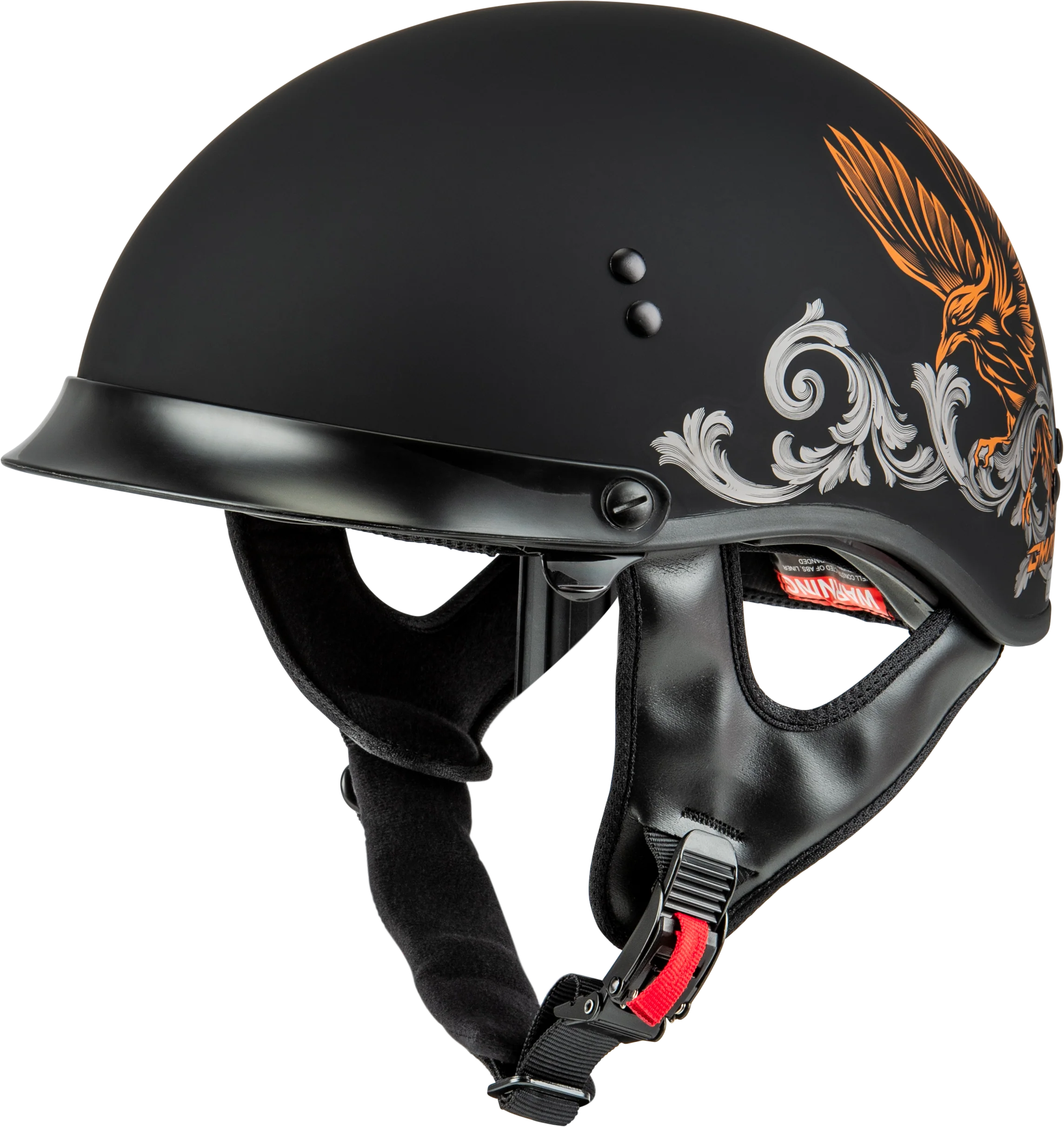 Hh-65 Corvus Helmet W/Peak Matte Black/Silver/Orange Xs