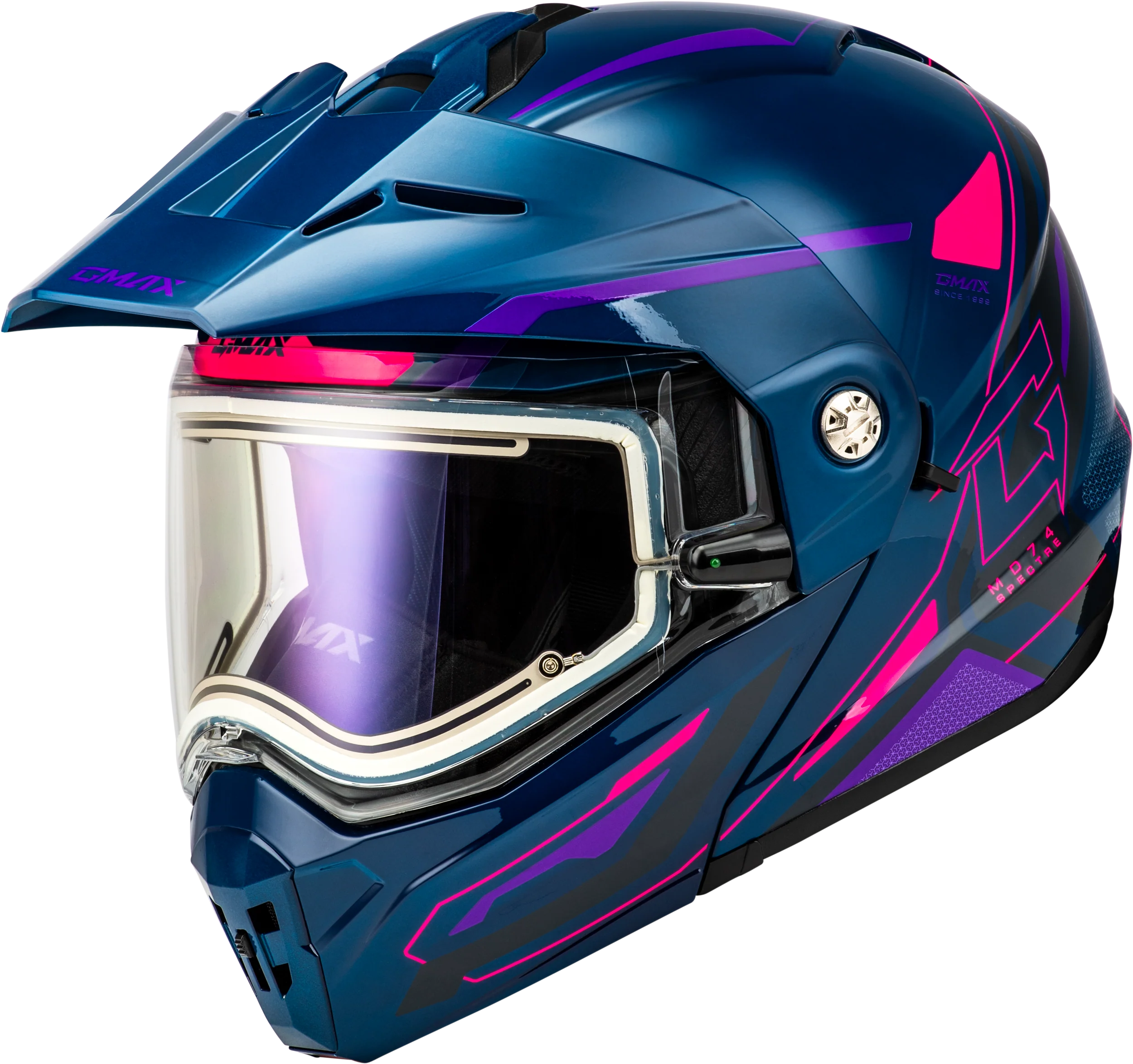 Md-74s Spectre Snow Helmet W/ Elec Shld Blue/Pink/Purple Xs