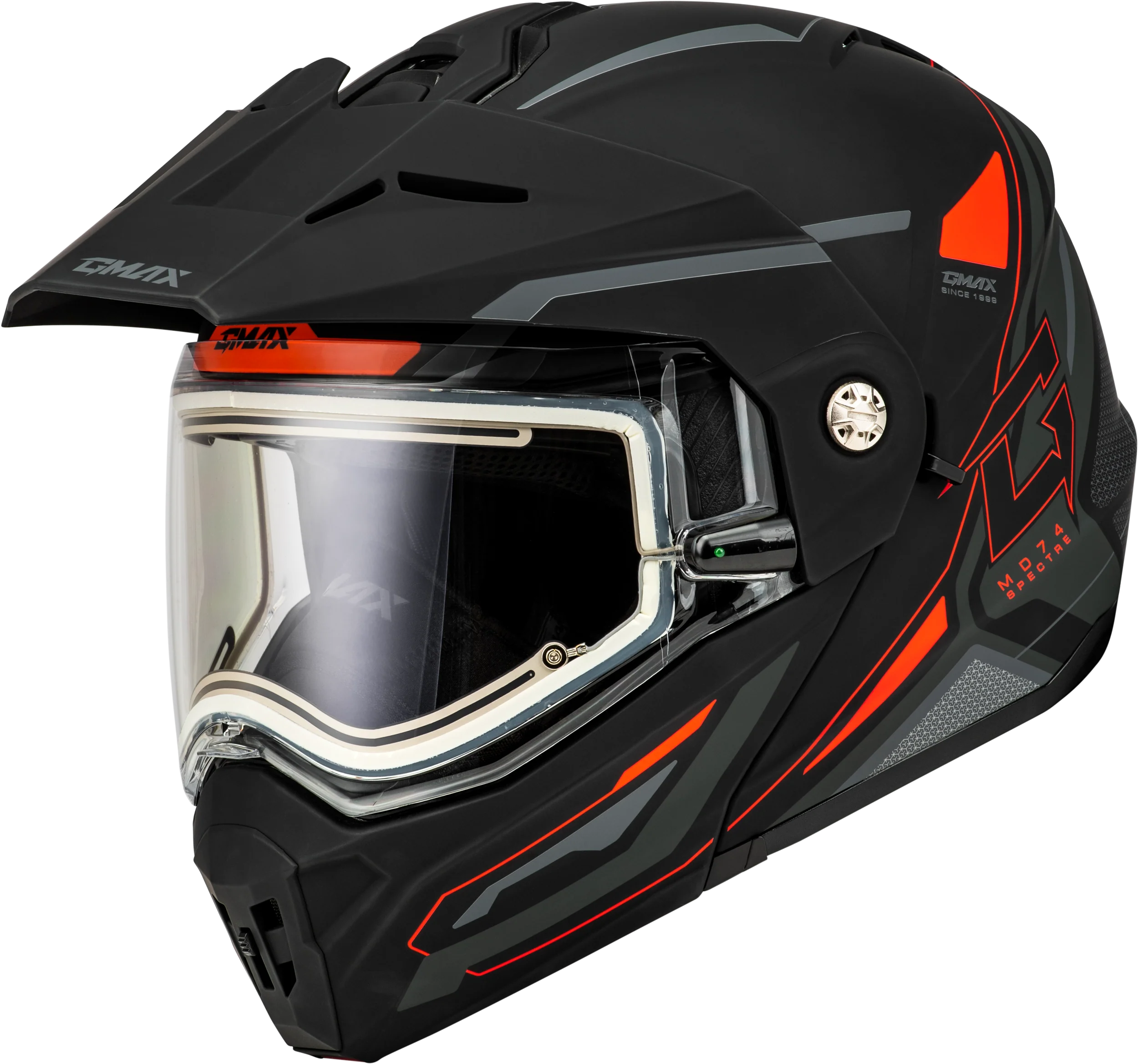 Md-74s Spectre Snow Helmet W/ Elec Shield Matte Black/Red Md