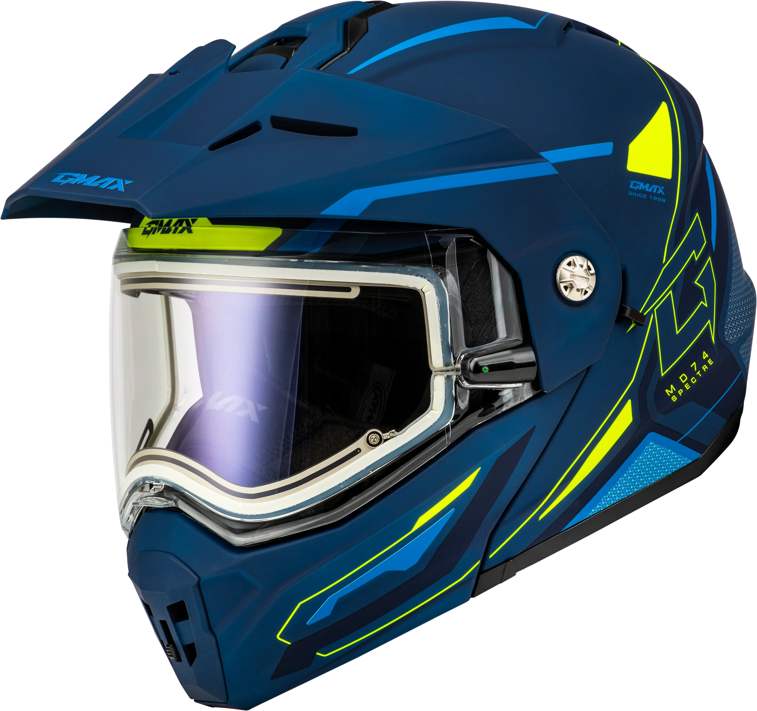 Md-74s Spectre Snow Helmet W/ Elec Shield Matte Blue/Grn Sm