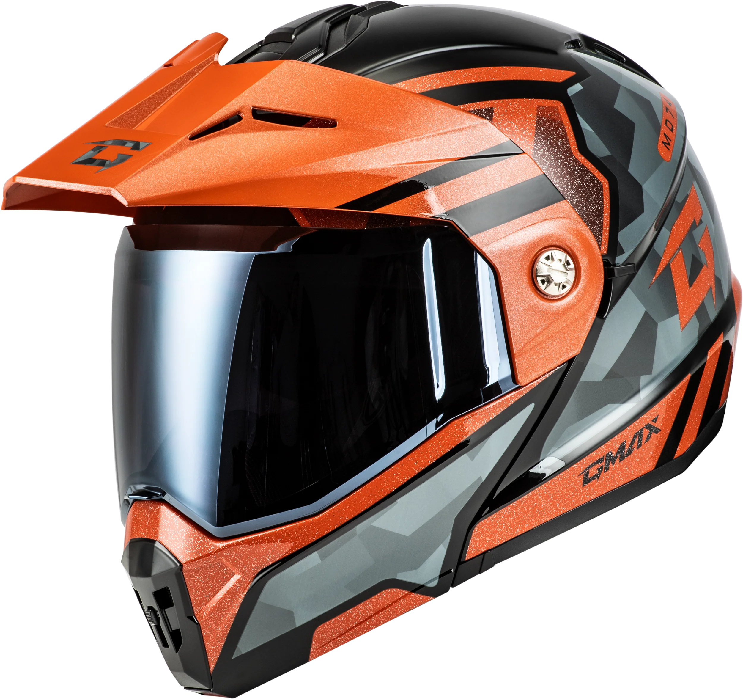Md-74 Striker Modular Helmet W Smk Shield Blk/Gry/Or Mtlc Sm