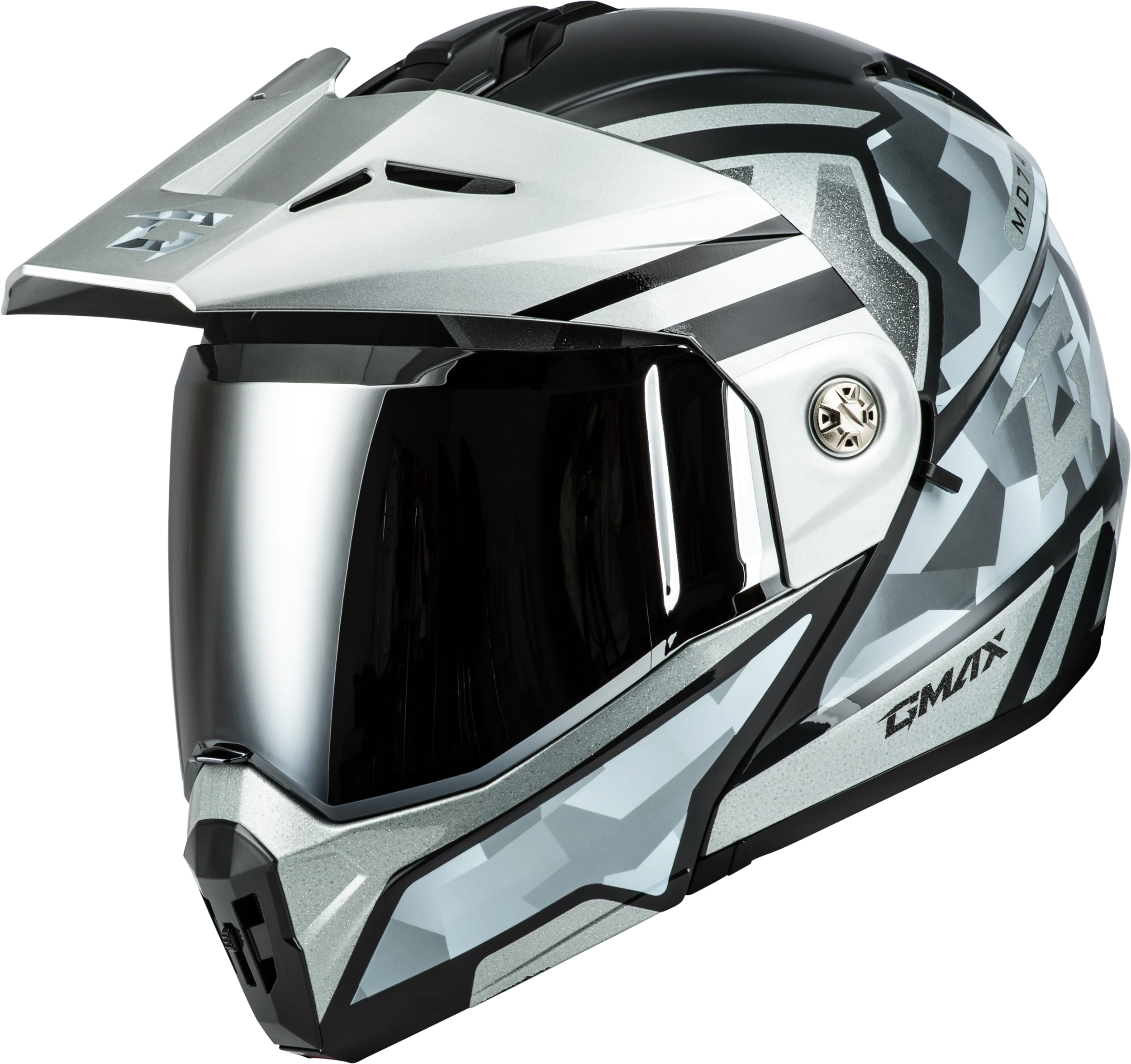 Md-74 Striker Modular Helmet W Slvr Shield Slvr/Blu Mtlc Sm