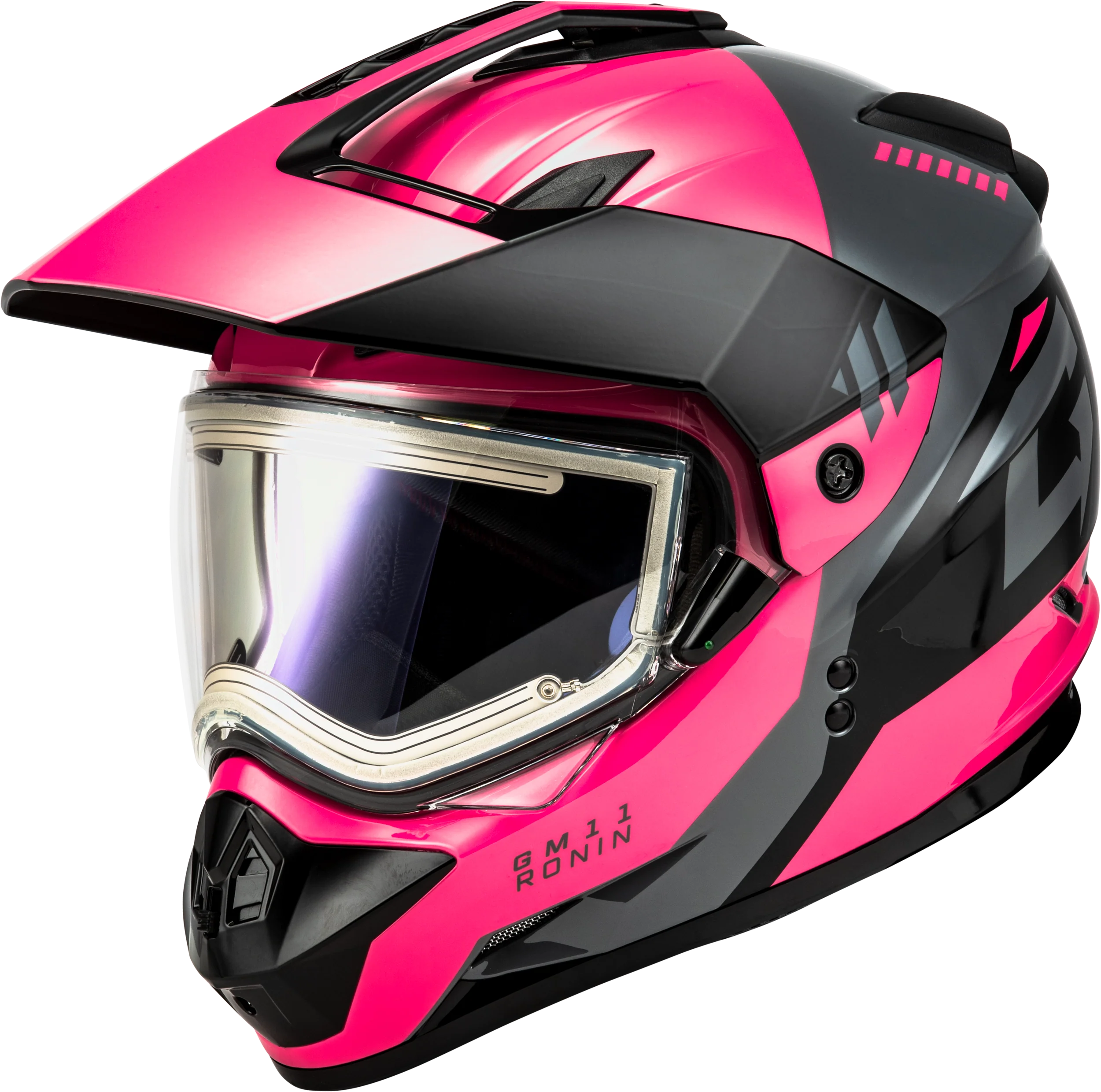 Gm-11s Ronin Snow Helmet W/ Elec Shield Black/Grey/Pink Xs