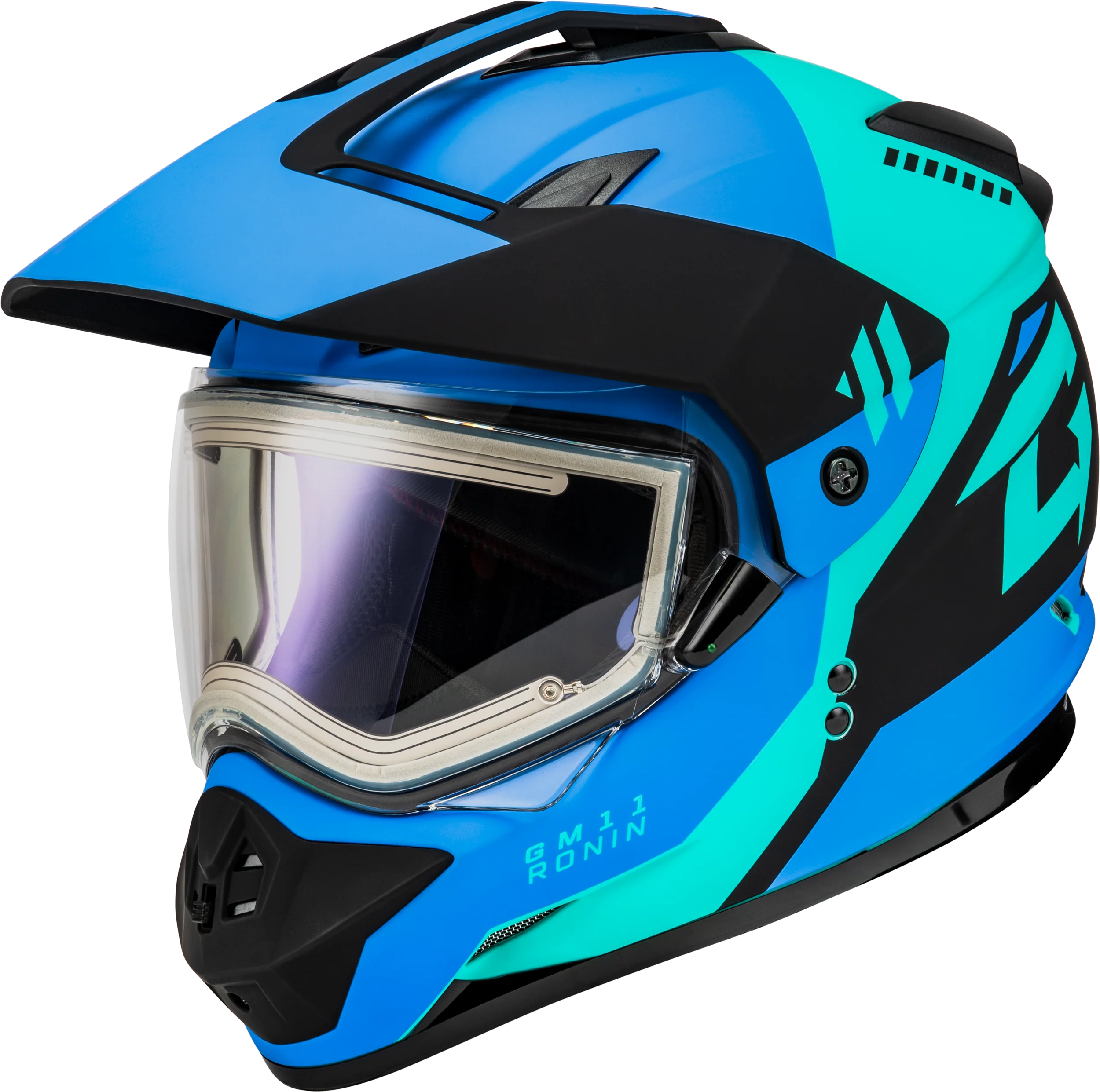 Gm-11s Ronin Snow Helmet W/ Elec Shield Matte Blk/Blue Md