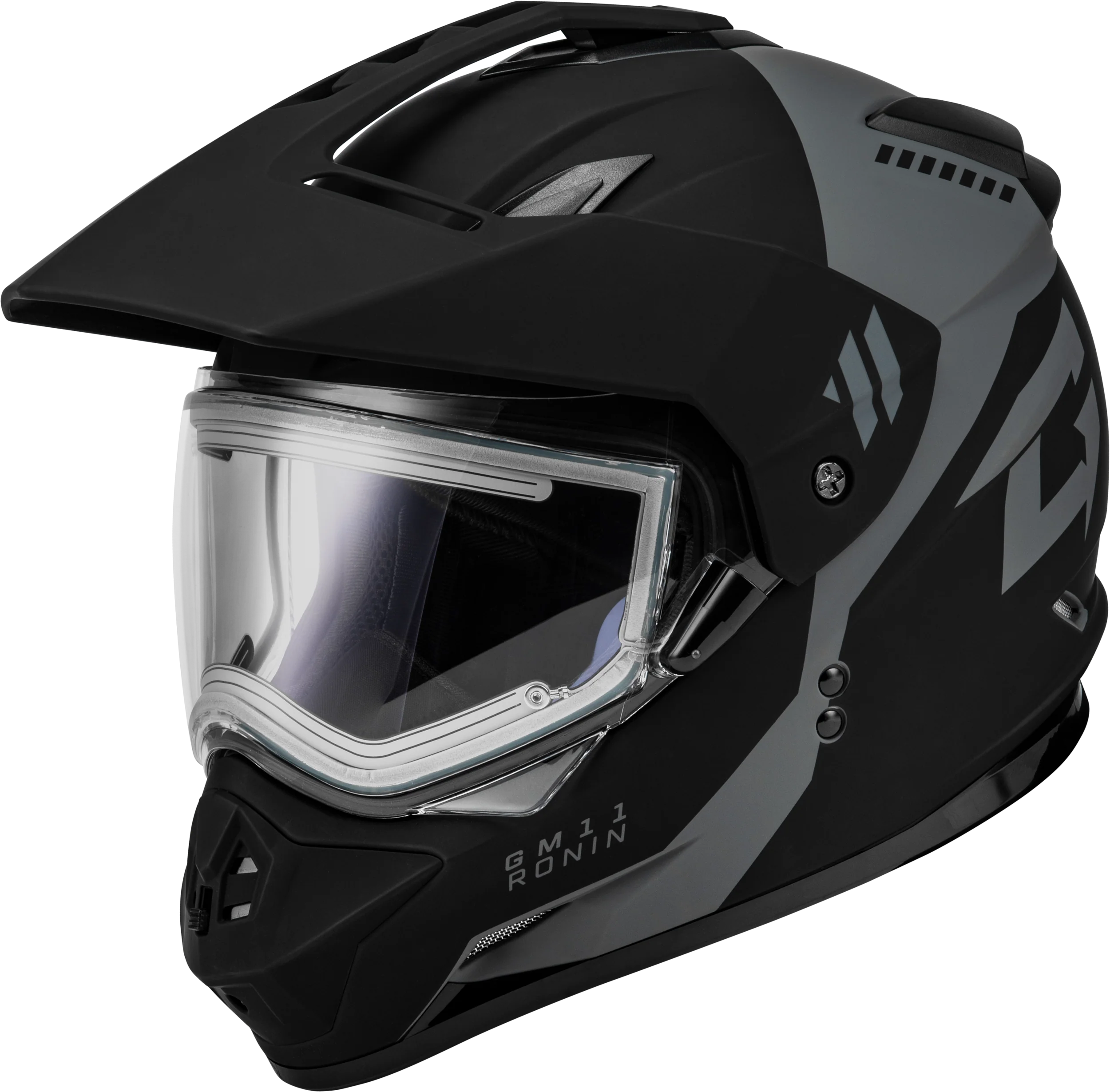 Gm-11s Ronin Snow Helmet W/ Elec Shld Matte Blk/Silver Xs