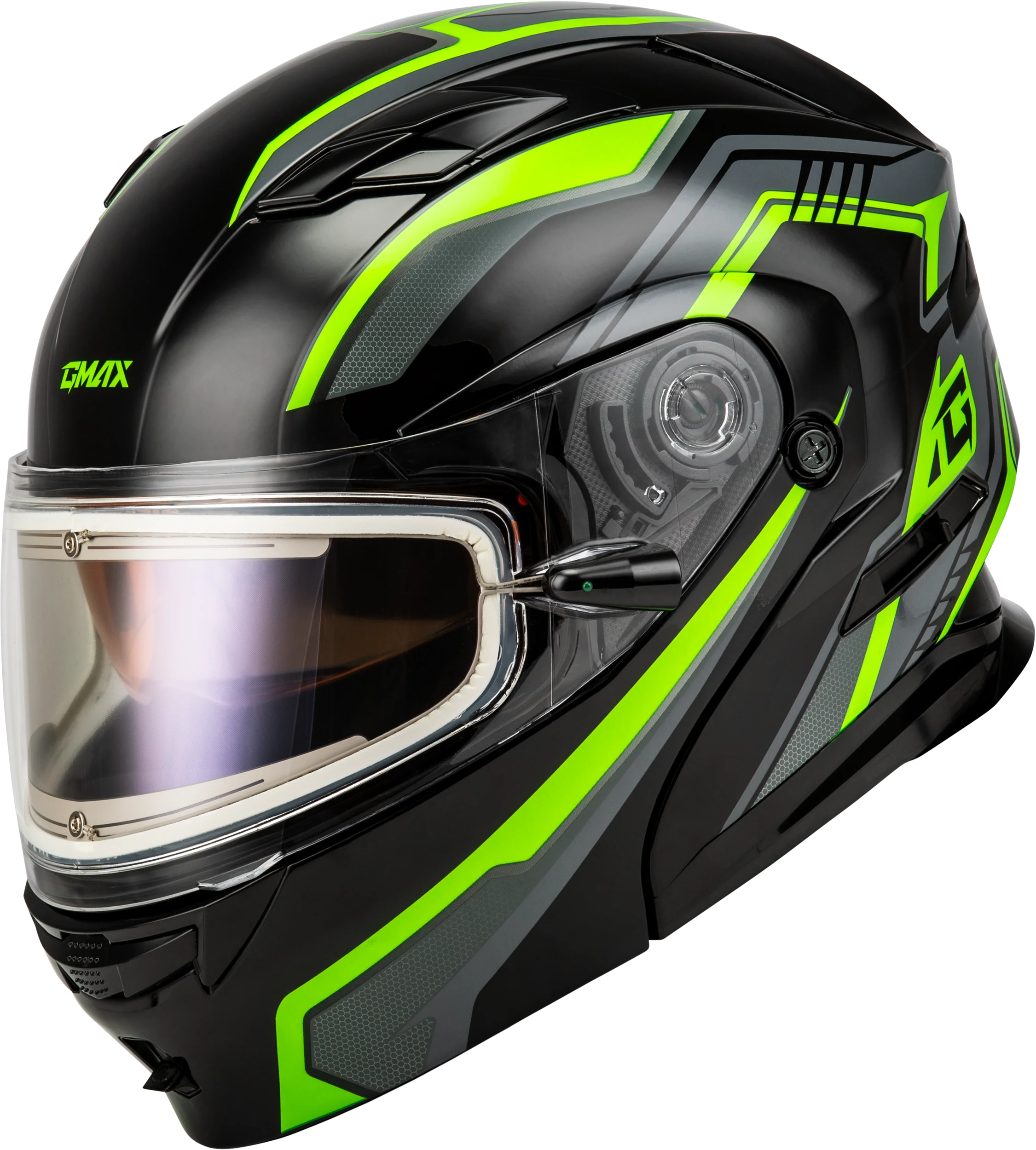 Md-01s Transistor Snow Helmet W Elec Shld Blk/Grey/Green Xs