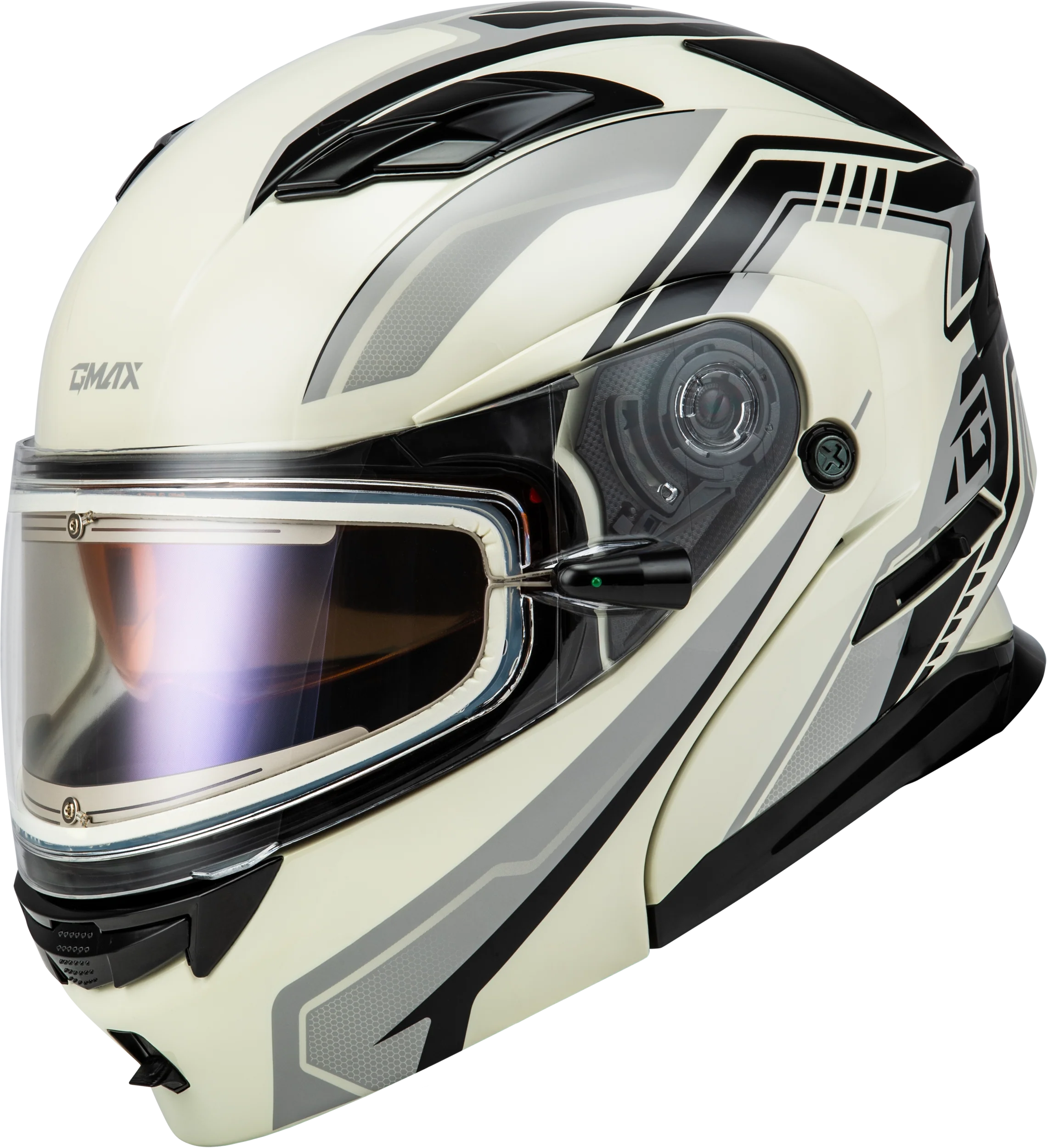 Md-01s Transistor Snow Helmet W Elec Shld White/Grey/Blk Xs