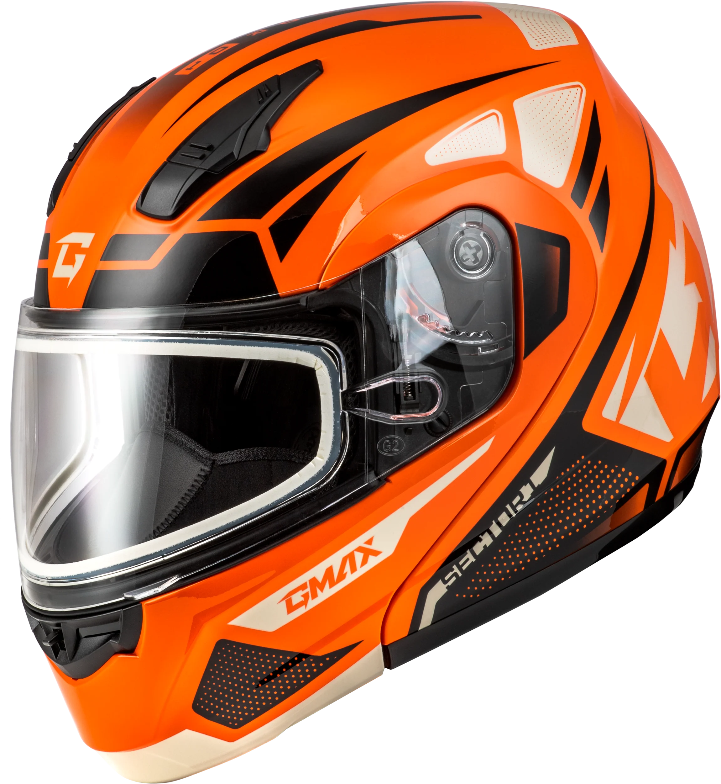 Md-04s Sector Snow Helmet Orange/Black Xs