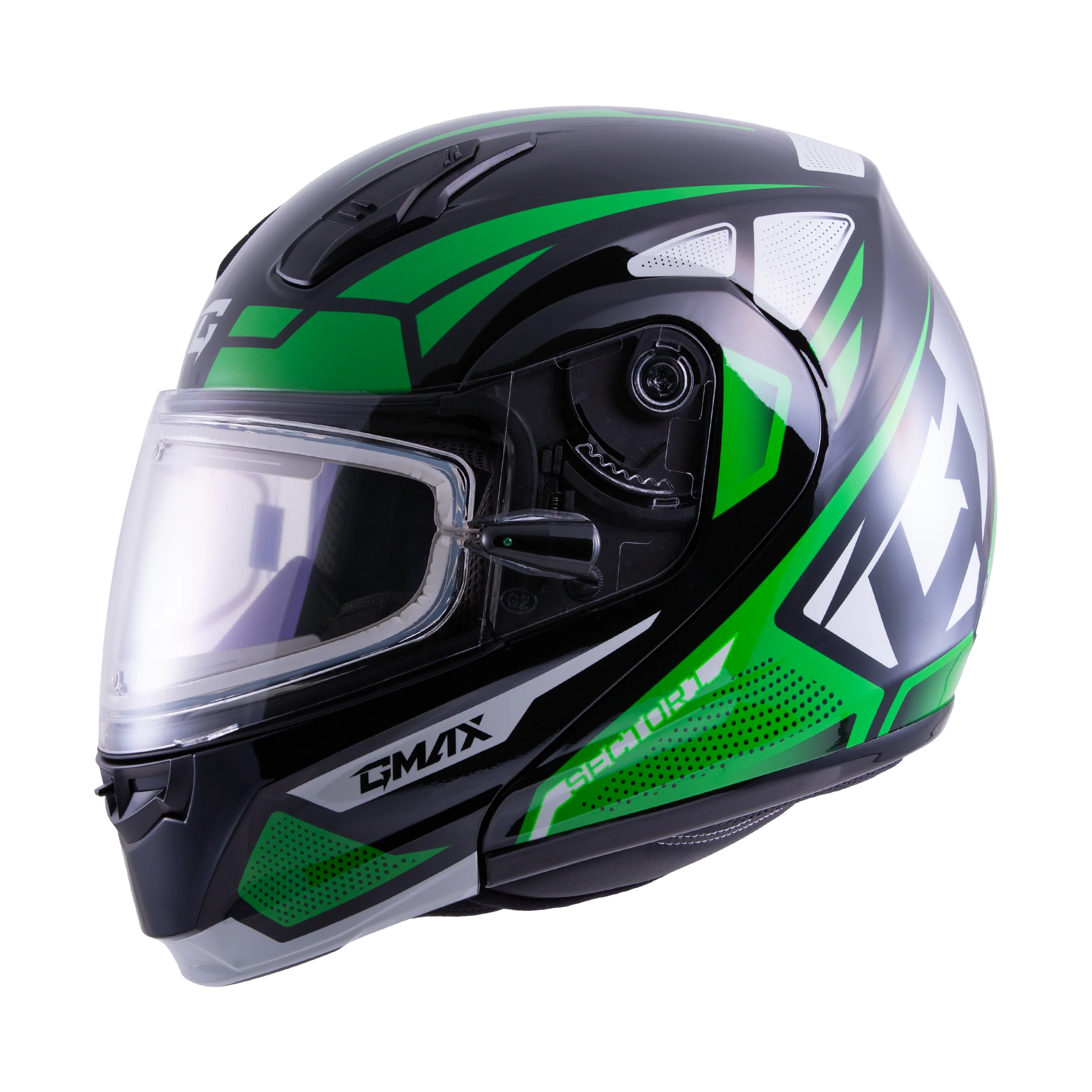 Md-04s Sector Snow Helmet W/ Elec Shield Blk/Green/Wht Xs