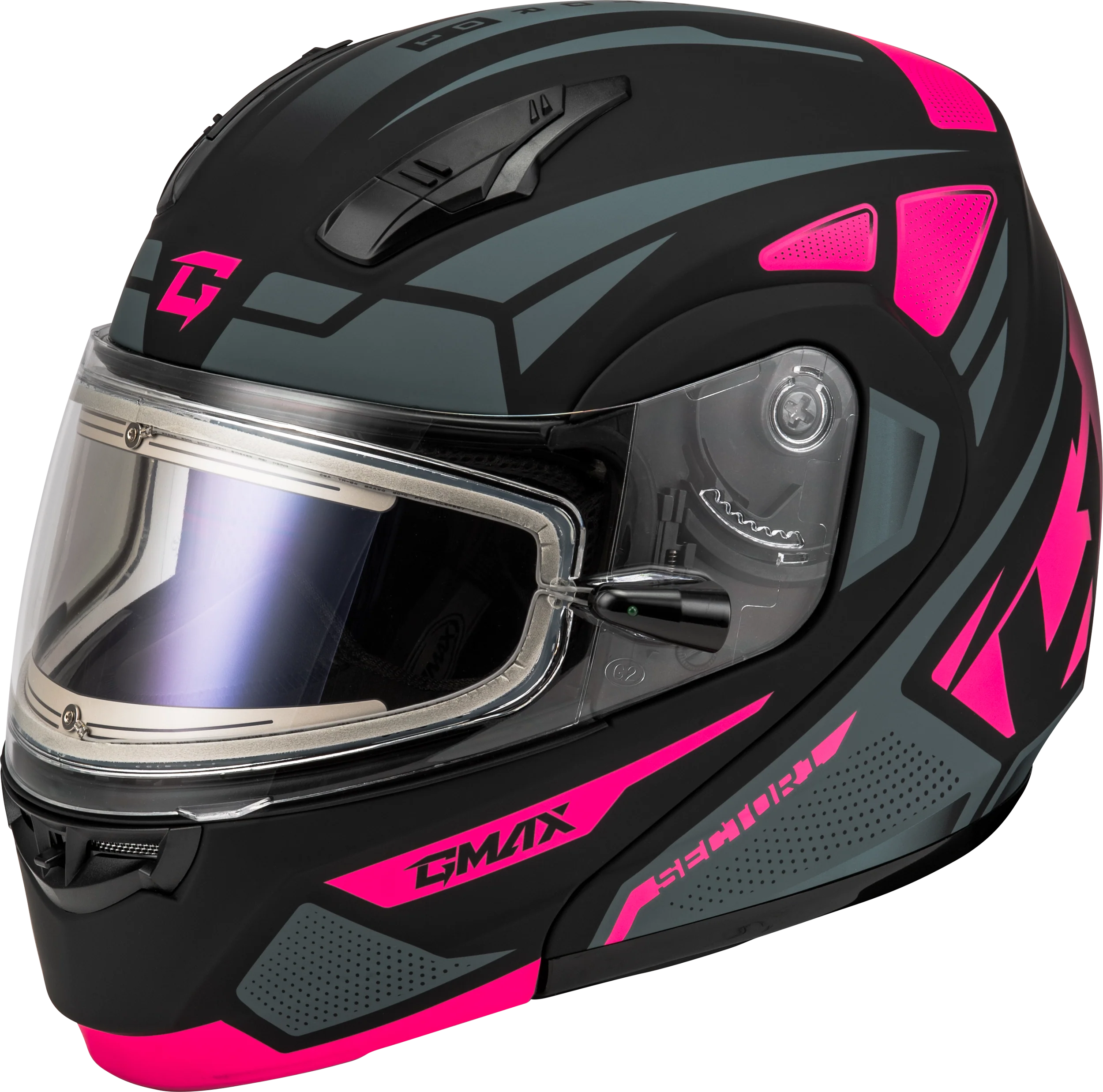 Md-04s Sector Snow Helmet W/ Elec Shield Matte Black/Pink L