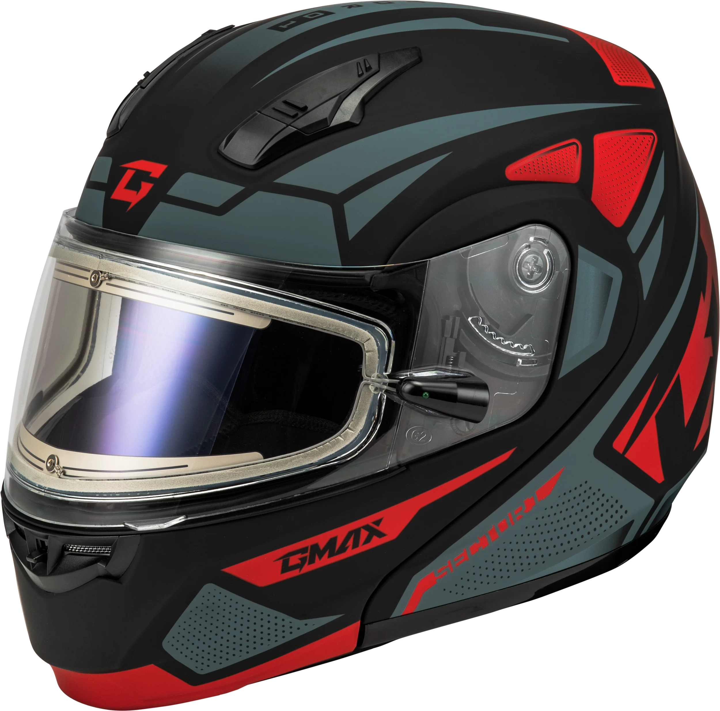 Md-04s Sector Snow Helmet W/ Elec Shield Matte Black/Red Xs