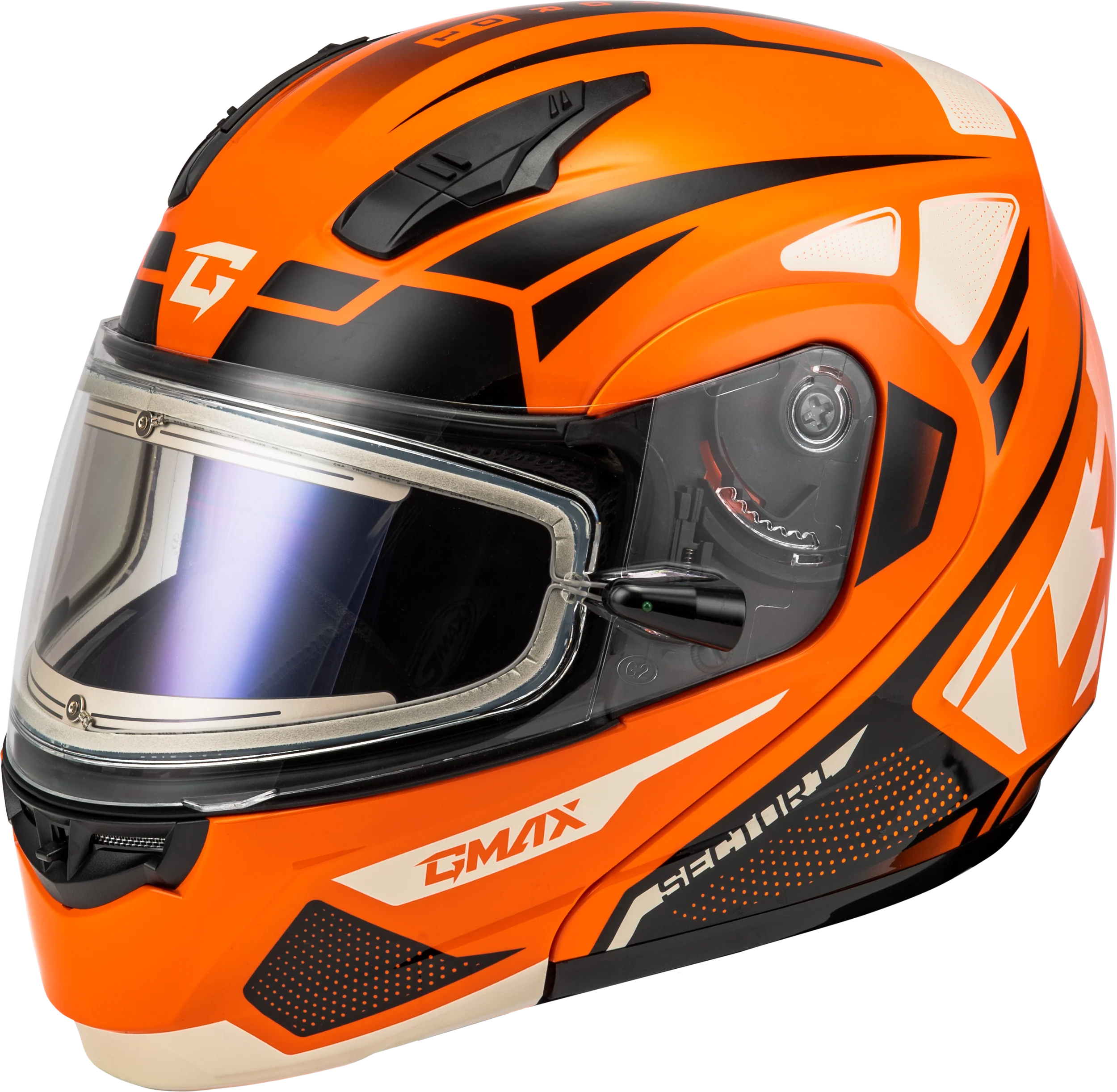 Md-04s Sector Snow Helmet W/ Electric Shield Orange/Blk Sm