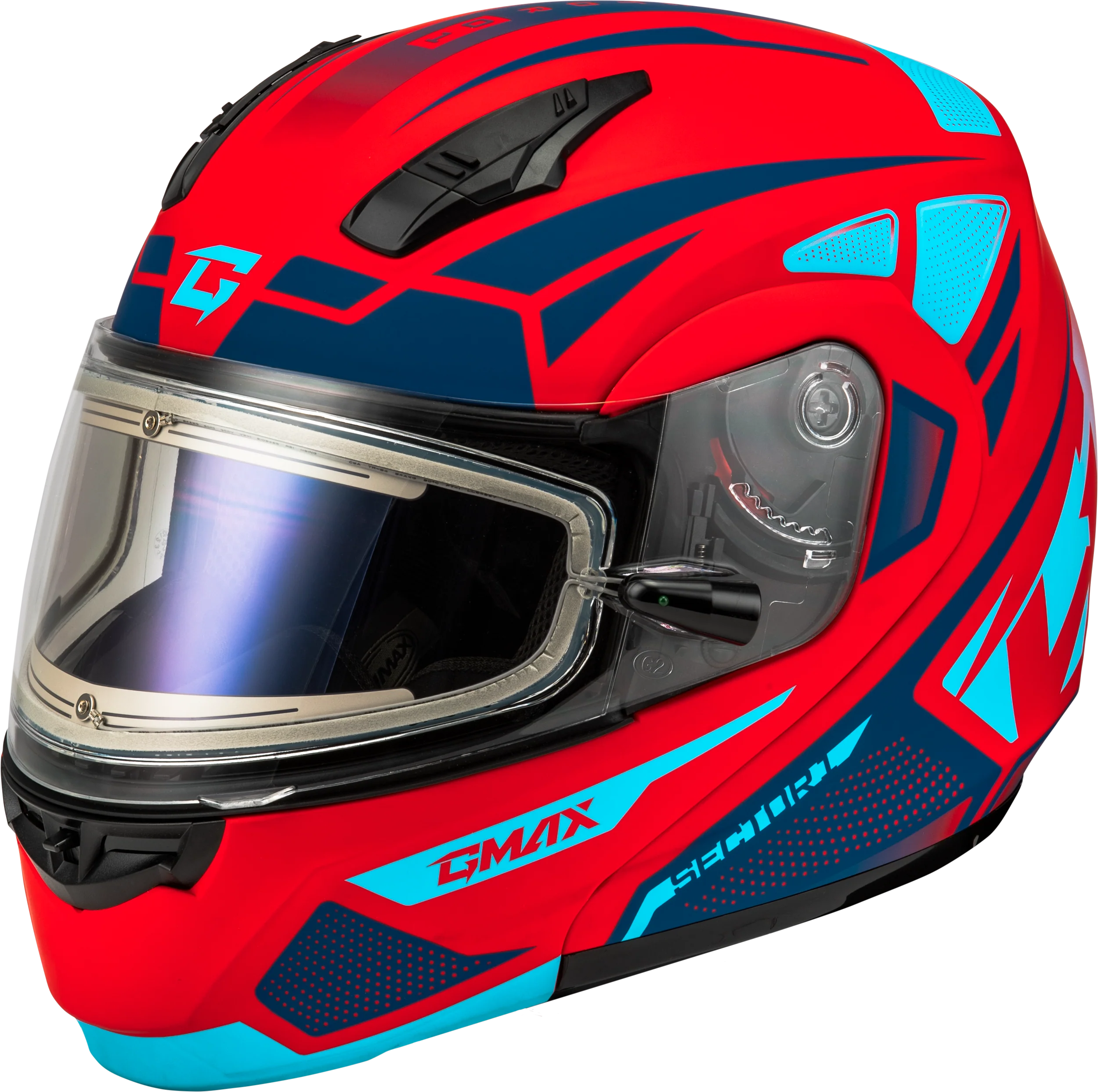 Md-04s Sector Snow Helmet W/ Elec Shield Matte Red/Blue Md