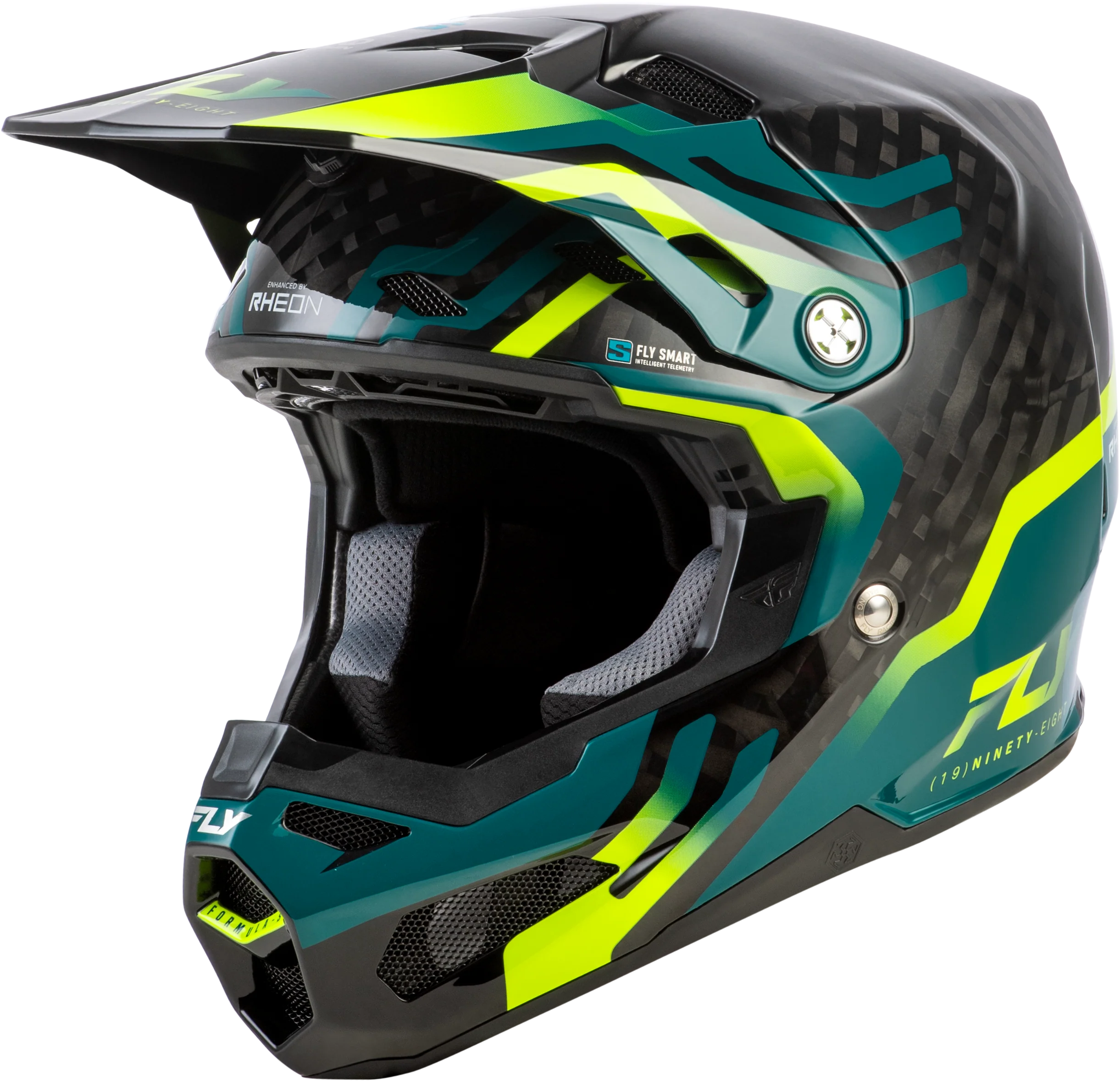 Formula S Carbon Byte Helmet Black Carbon/Teal/Lime Xl