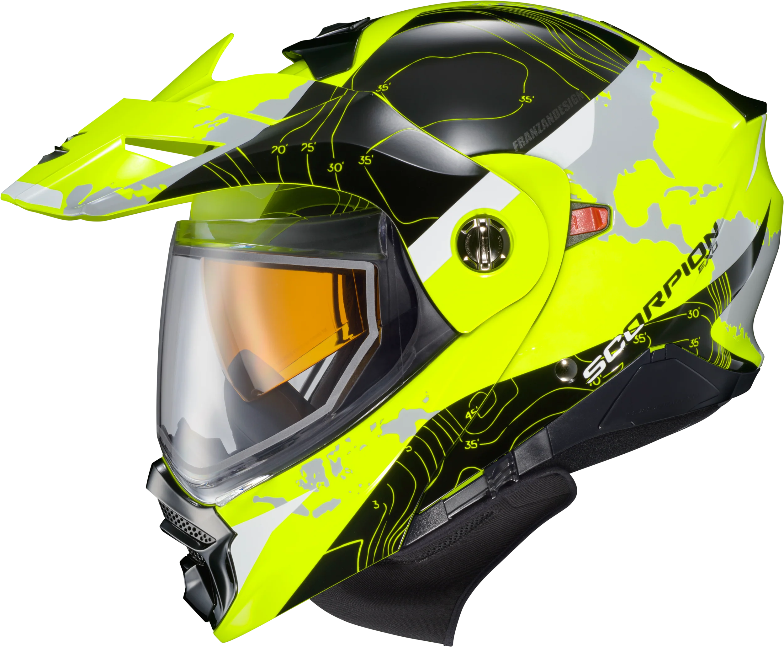 Exo-At960 Cold Weather Helmet Topographic Hi-Vis Sm (Dual)