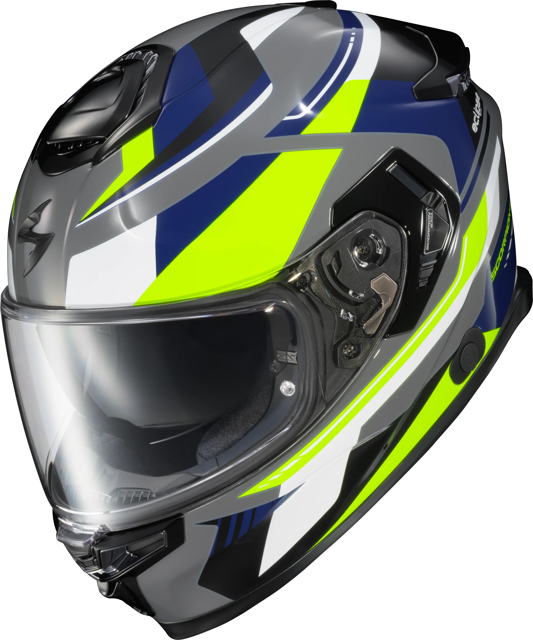 Exo-Eclipse Full Face Helmet Lunar Grey/Hi-Vis/Blue Md