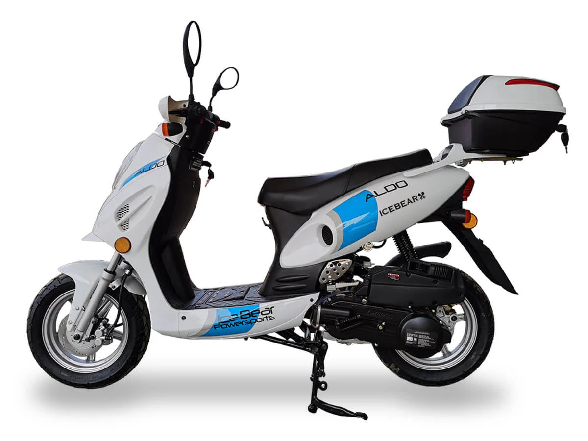 Aldo 150cc Street Scooter, Automatic, Front Disc Brake, 12 inch Aluminum Wheels, LED Headlight, Trunk Included - Image 10