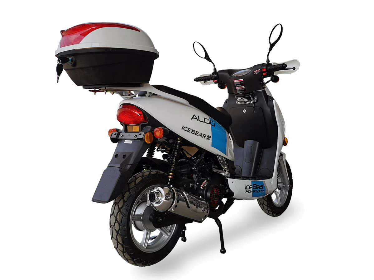 Aldo 150cc Street Scooter, Automatic, Front Disc Brake, 12 inch Aluminum Wheels, LED Headlight, Trunk Included - Image 7