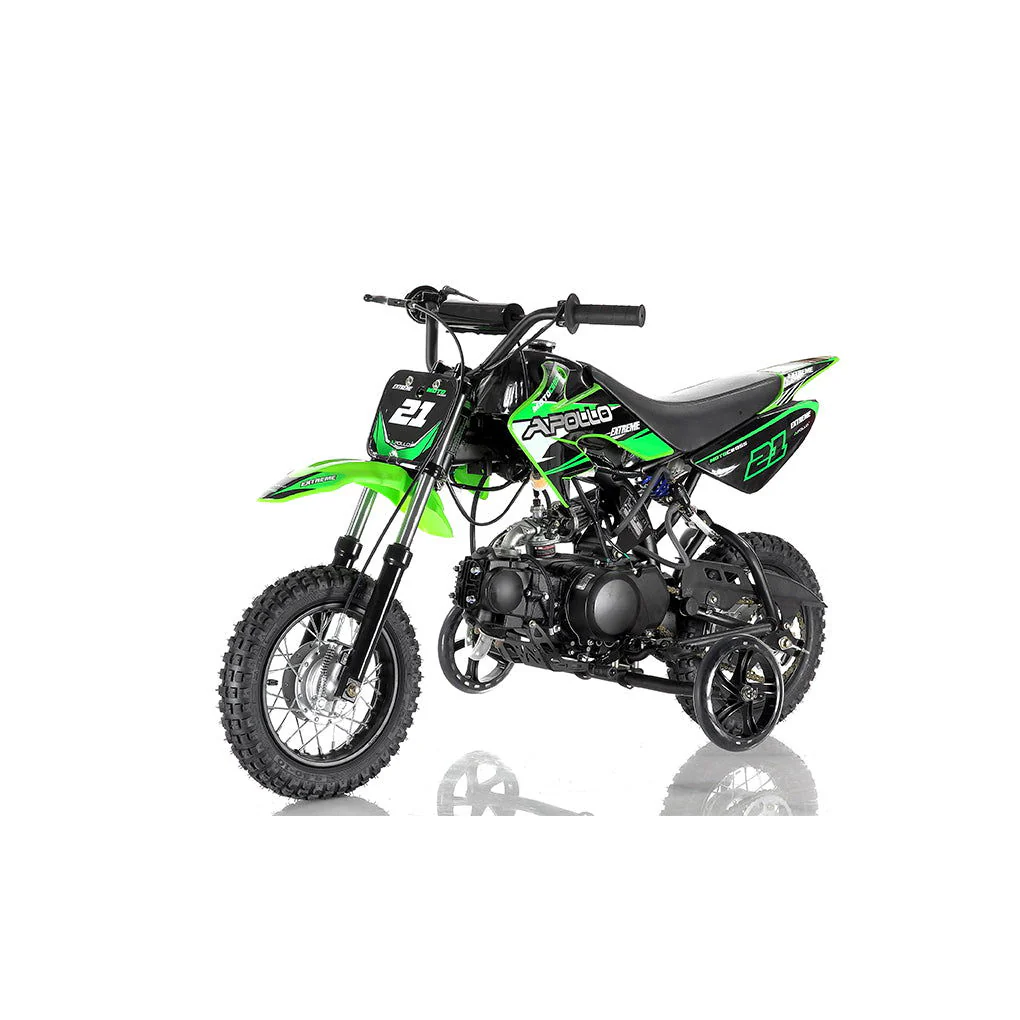Apollo DB21 70cc Kids Dirt Bike, Semi-Auto, 10/10 inch Wheels, Training Wheels Included, Ages 6 and up - Image 3