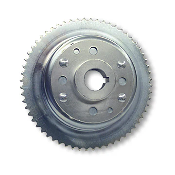 Brake Drum Sprocket, 4-1/2", #35 Chain 60 Tooth, Machined OD, Riveted to Mini-hub, 1-1/4" Bore