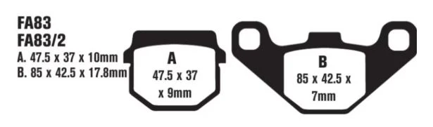 EBC Brakes SFA83/2 Scooter Brake Pads - Image 2