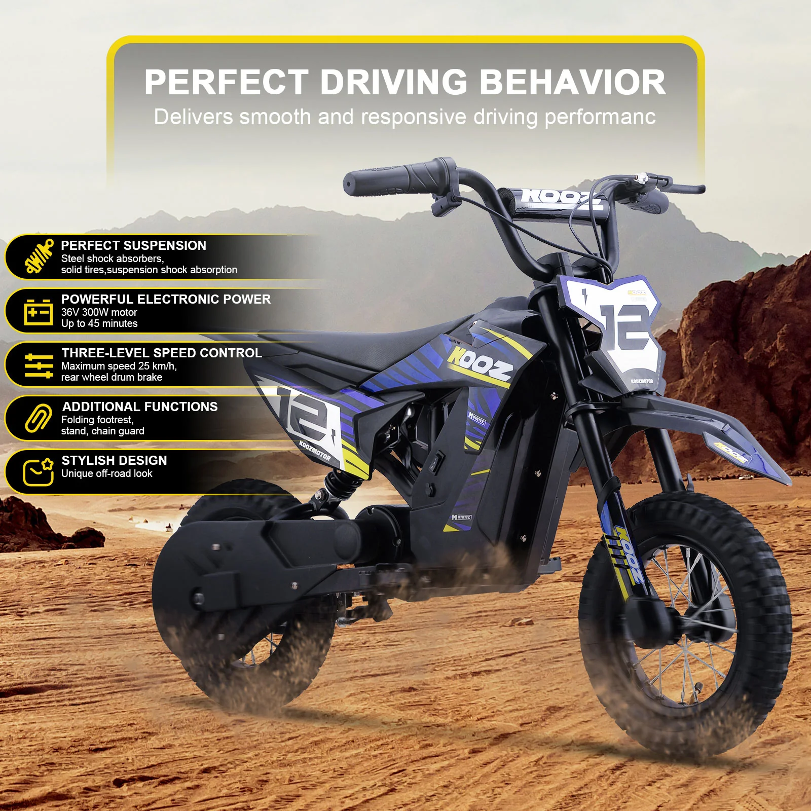 Electric Dirt Bike, Lithium 36v 300w, Ages 6-9 - Image 3