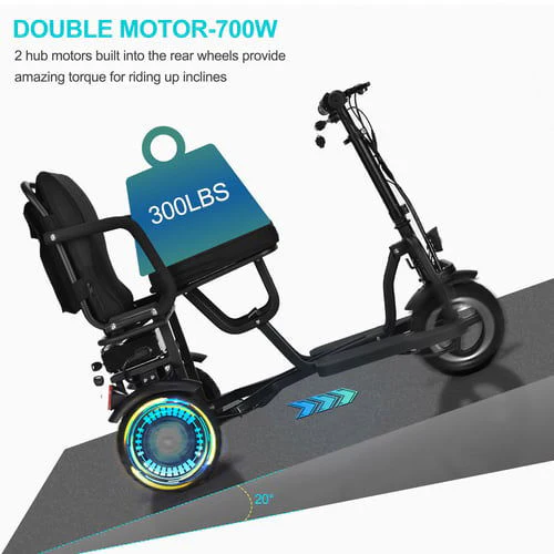Folding Mobility Electric Trike, 48v 700w Dual Motor Lithium - Image 5