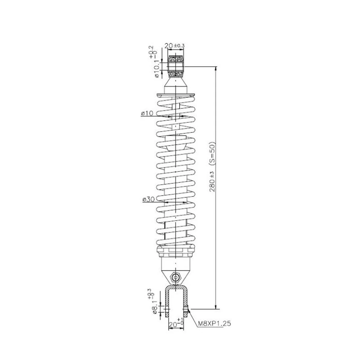 Forsa Performance Racing Shock, 280mm - Image 3