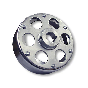 Go Kart Brake Drum, for 6" Brake, 4-9/16" Bore, Chrome-Plated with Riveted Uni-Hub, 1 in. Bore