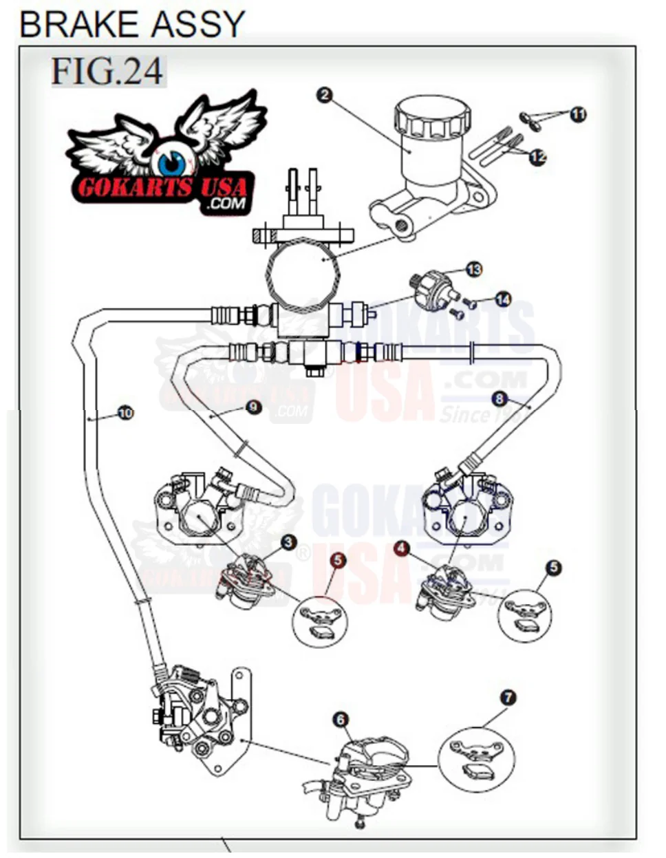REF 24-1: Brake Assy (Complete), for TrailMaster 150/200 XRS Buggy Go Kart (45000-150) - Image 2