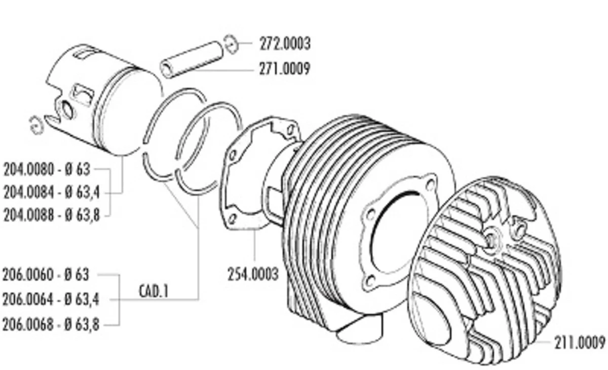 Polini 63mm Cylinder Kit for Vespa PX - Image 2