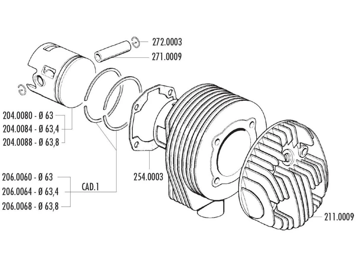 Polini 63mm Piston Ring for Vespa PX 177cc Kit - Image 2