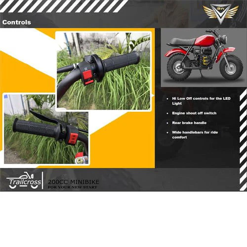 Trailcross Gas Powered Mini Bike, 7.5hp 4-Stroke, LED Headlight - Image 13