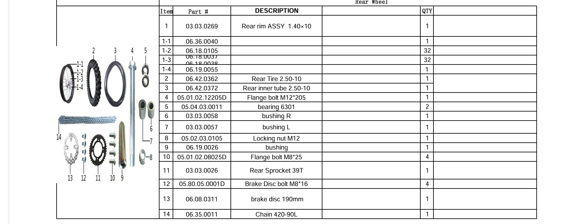Wheel Bearing 6301 (05.04.03.0011) front or rear for TrailMaster 110cc Dirt Bike - Image 2