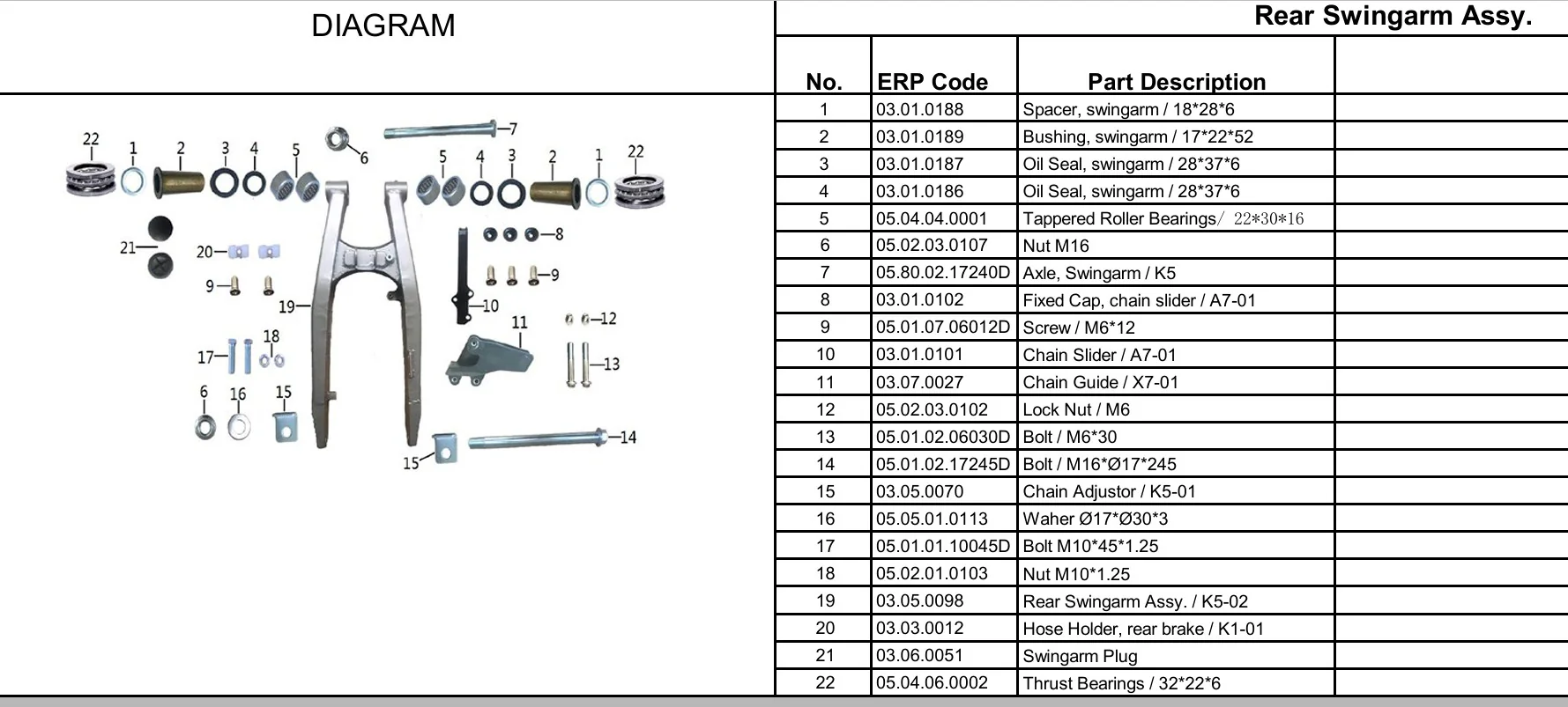 Chain Slider A7-01 (03.01.0101) for TrailMaster 250cc Dirt Bike - Image 2