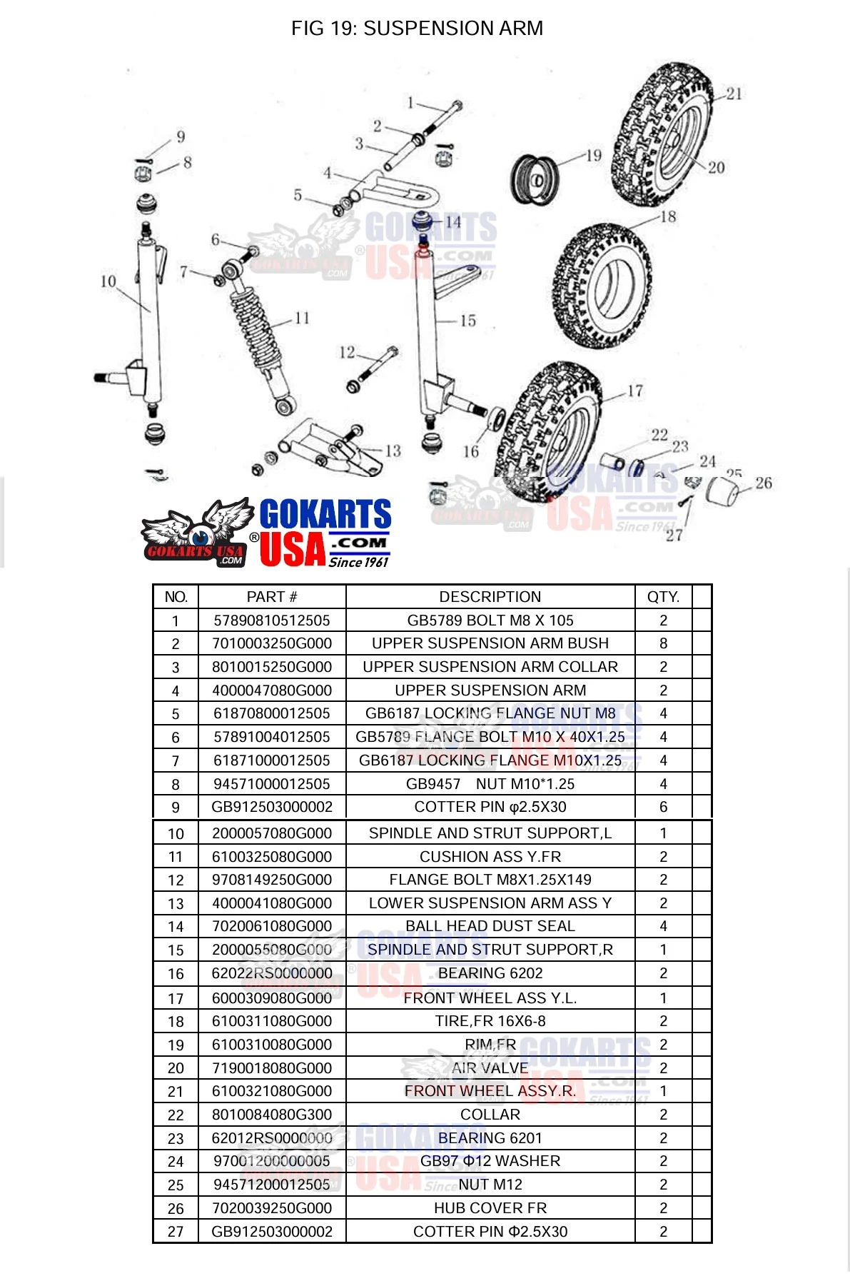 REF 19-19: RIM FRONT, for TrailMaster Blazer 200R Go Kart (6100310080G000) - Image 2