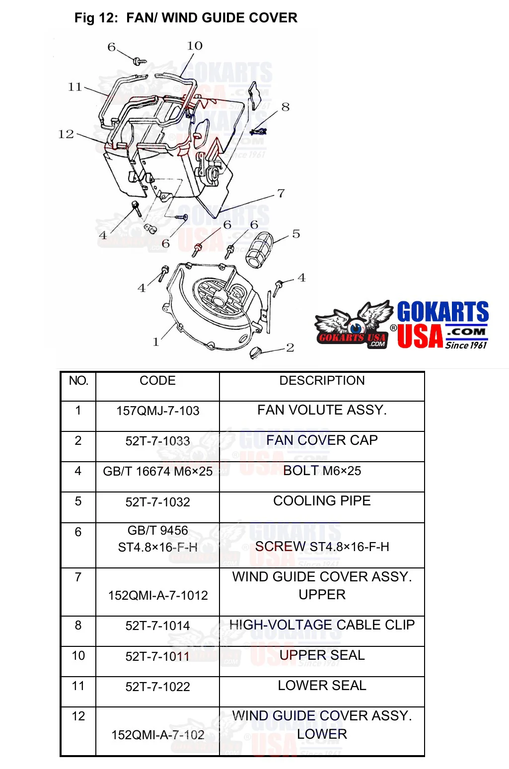 REF 12-10: UPPER SEAL, for TrailMaster Challenger 200 UTV Side-by-side (52T-7-1011) - Image 2