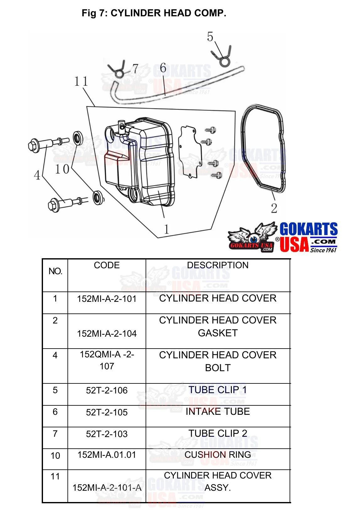 REF 7-4: CYLINDER HEAD COVER BOLT, for TrailMaster Challenger 200 UTV Side-by-side (152QMI-A-107) - Image 2