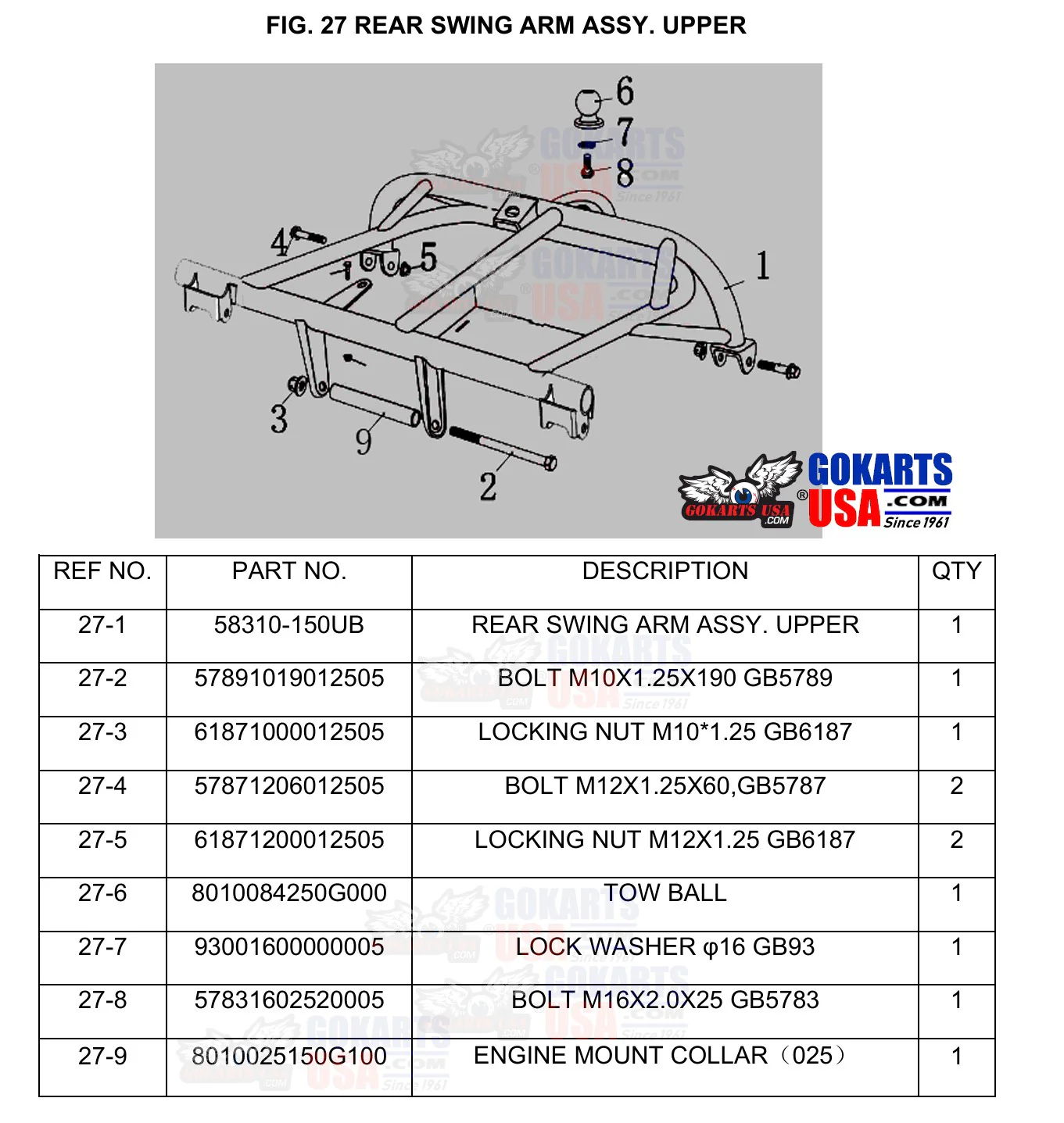 REF 27-8: BOLT M16X2-0X25 GB5783, for TrailMaster Challenger 200 UTV Side-by-side (57831602520005) - Image 2