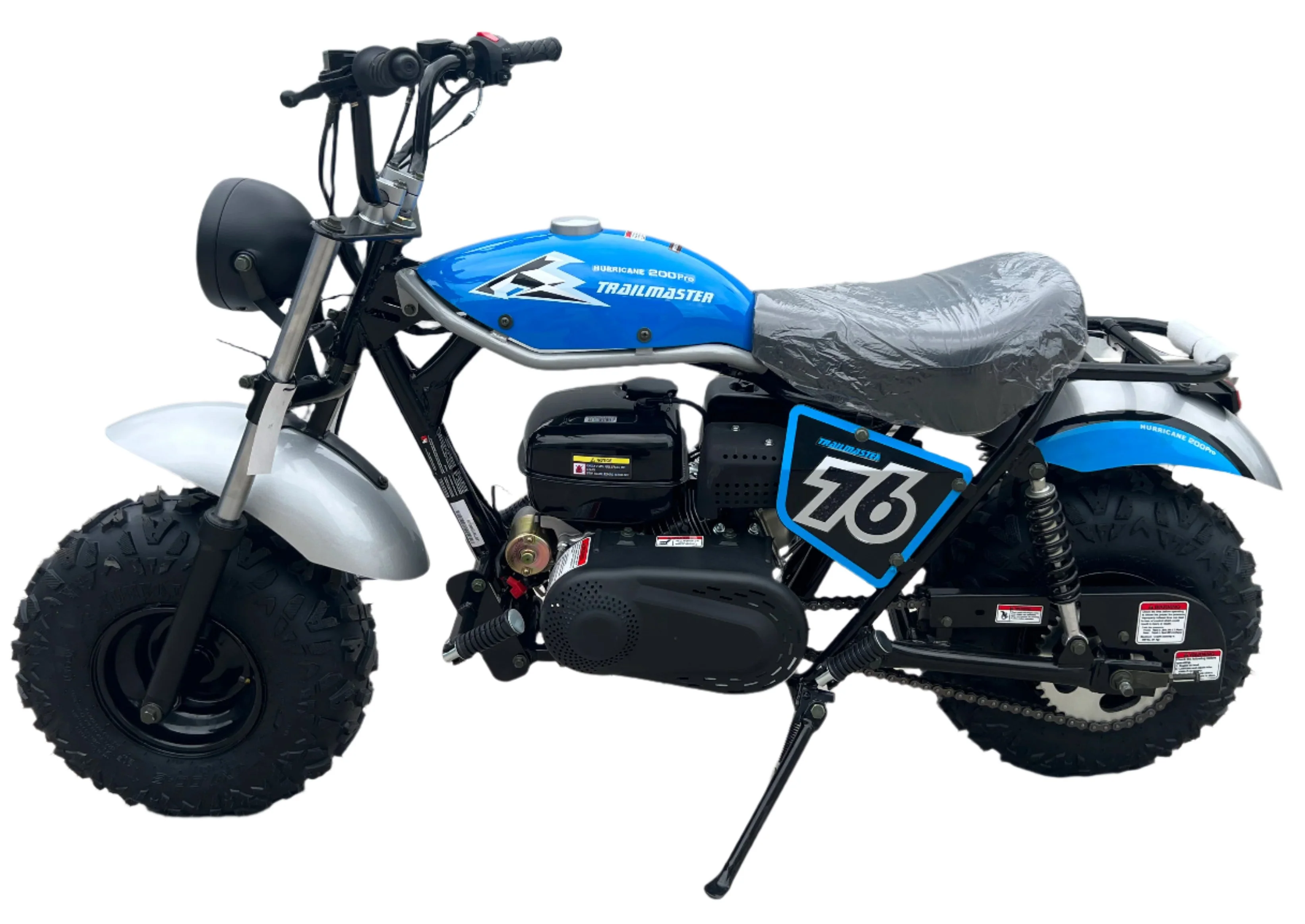 TrailMaster Hurricane 200 PRO Mini Bike, 196cc 6.5hp with Electric Start, Torque Converter, Dual Disc Brakes, Front & Rear Suspension, LED Headlight - Image 10