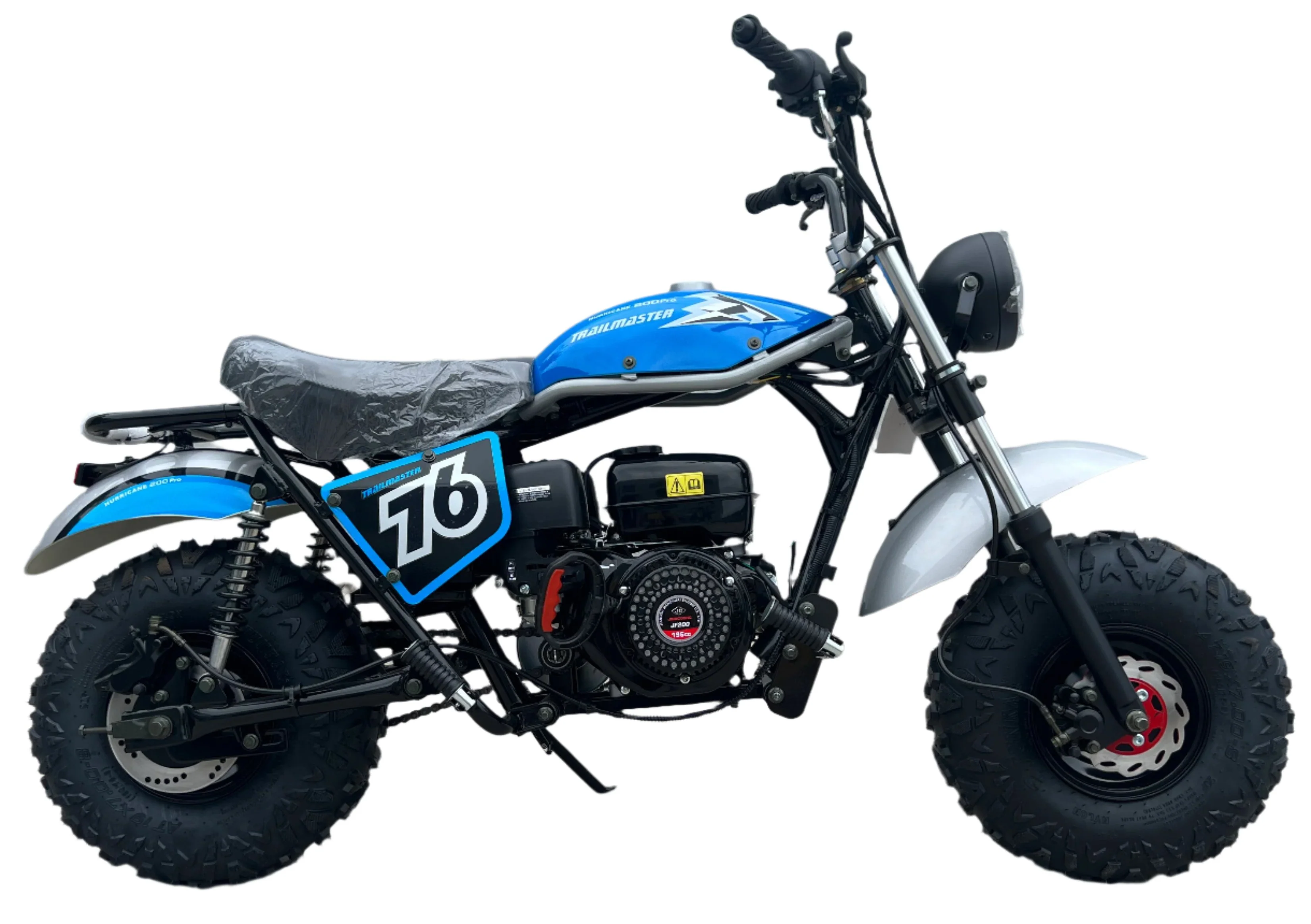 TrailMaster Hurricane 200 PRO Mini Bike, 196cc 6.5hp with Electric Start, Torque Converter, Dual Disc Brakes, Front & Rear Suspension, LED Headlight - Image 11