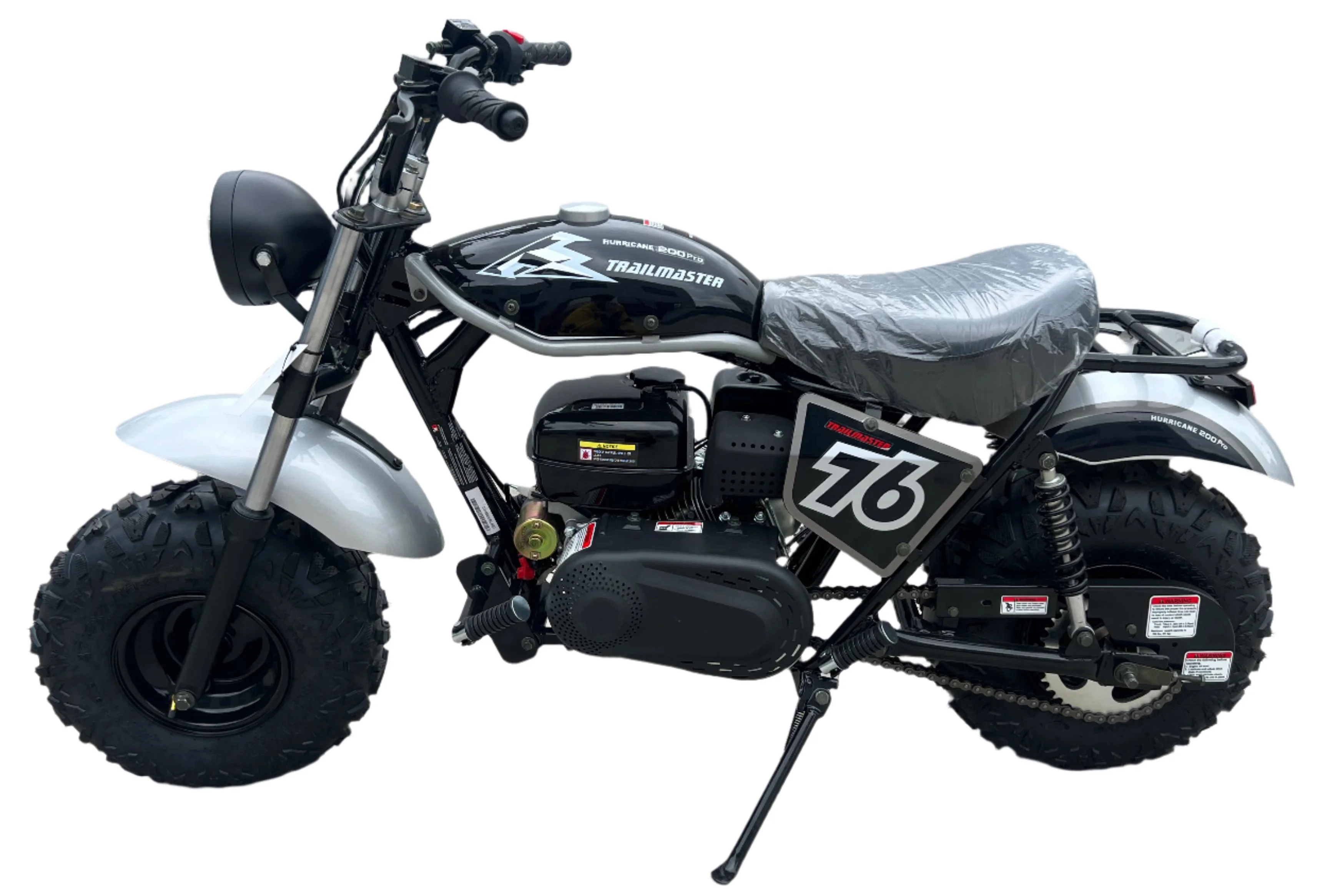 TrailMaster Hurricane 200 PRO Mini Bike, 196cc 6.5hp with Electric Start, Torque Converter, Dual Disc Brakes, Front & Rear Suspension, LED Headlight - Image 13