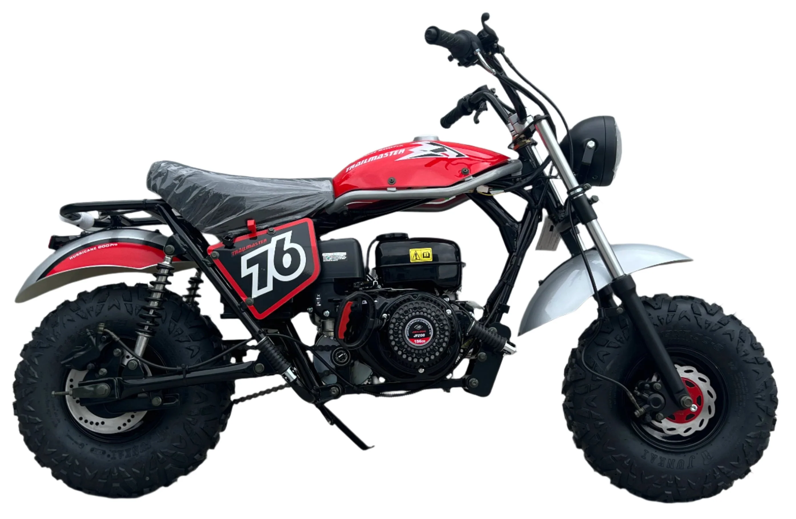 TrailMaster Hurricane 200 PRO Mini Bike, 196cc 6.5hp with Electric Start, Torque Converter, Dual Disc Brakes, Front & Rear Suspension, LED Headlight - Image 4