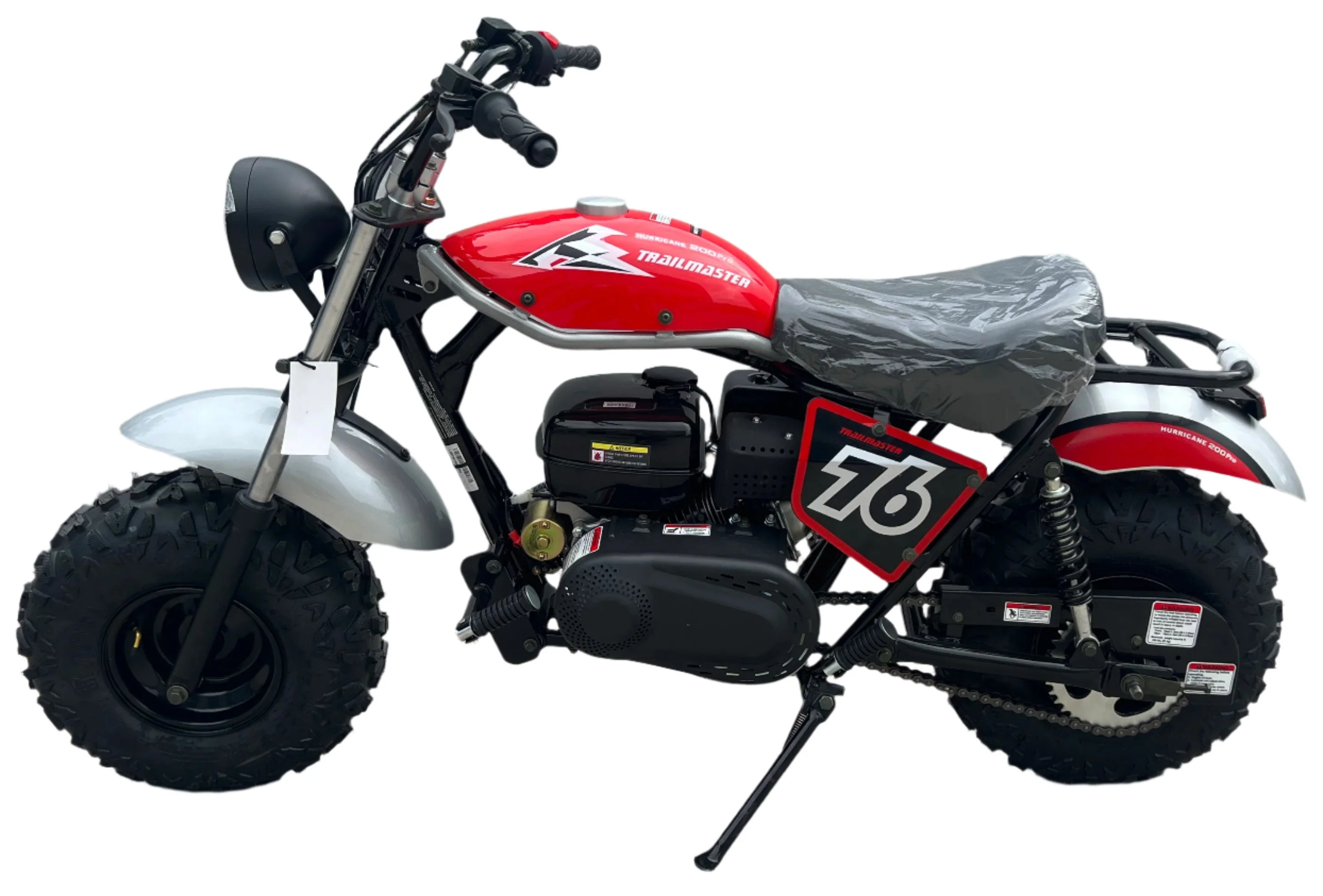 TrailMaster Hurricane 200 PRO Mini Bike, 196cc 6.5hp with Electric Start, Torque Converter, Dual Disc Brakes, Front & Rear Suspension, LED Headlight - Image 5