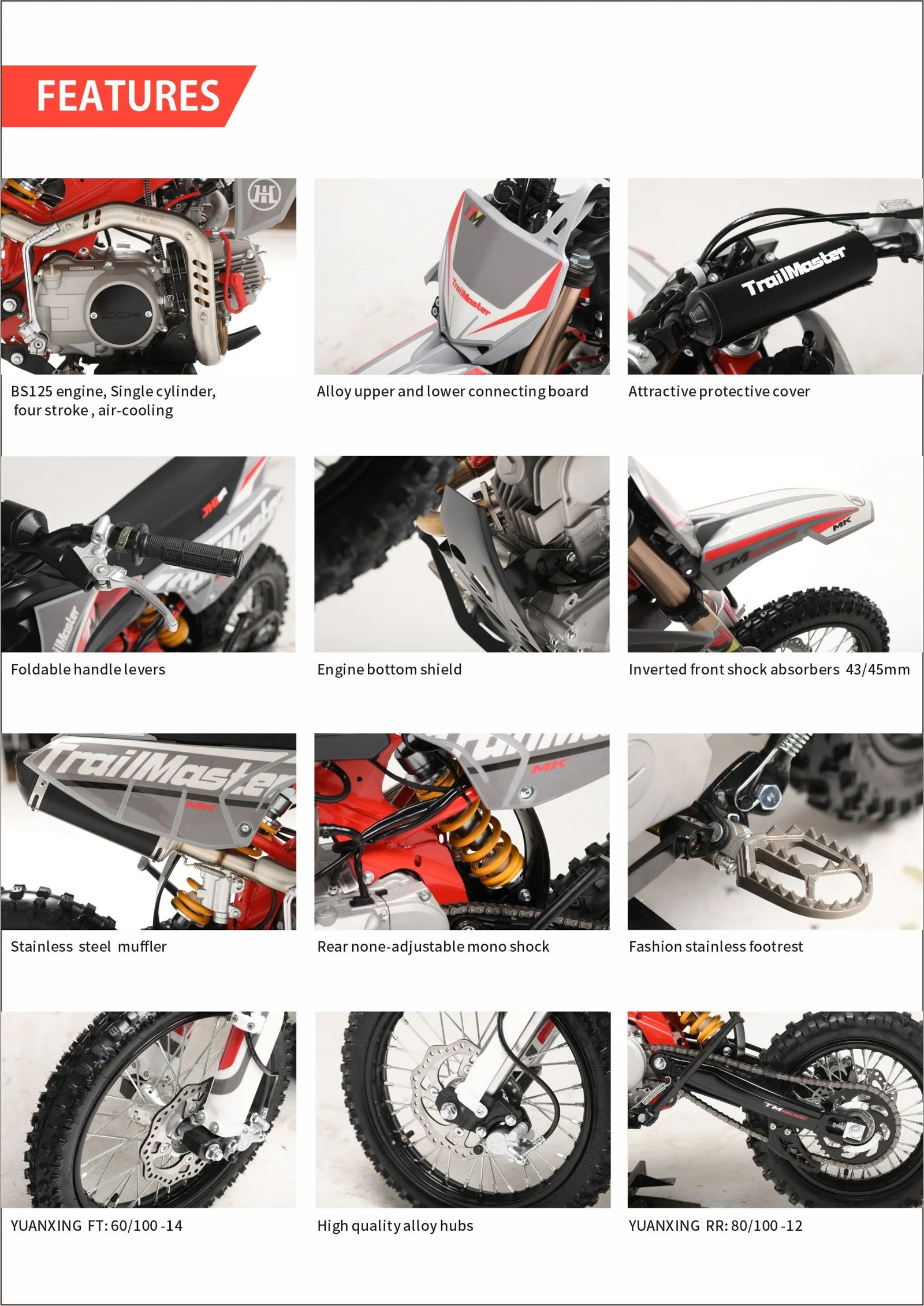 TrailMaster MK110ES Pro Series Dirt Bike, BOSCH EFI, 4-Speed Automatic, Electric Start, Dual Disc Brakes, (14/12) Wheels - Image 46